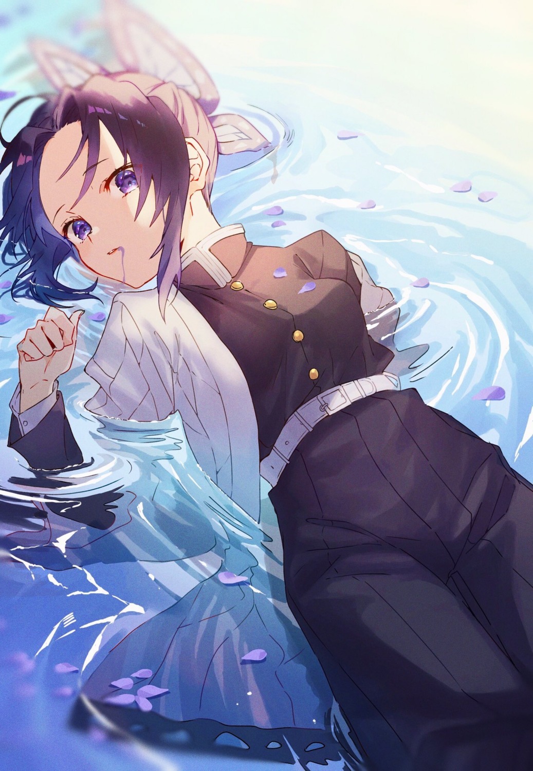 japanese_clothes kimetsu_no_yaiba kochou_shinobu onene_(ban) uniform wet