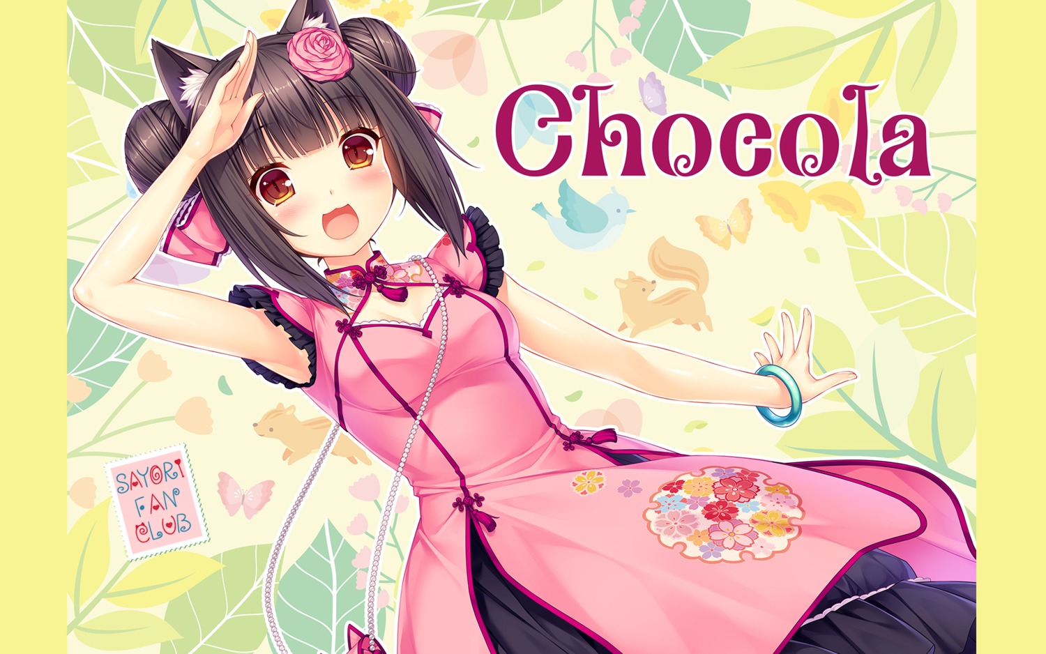 animal_ears chocola cleavage dress nekomimi nekopara sayori wallpaper