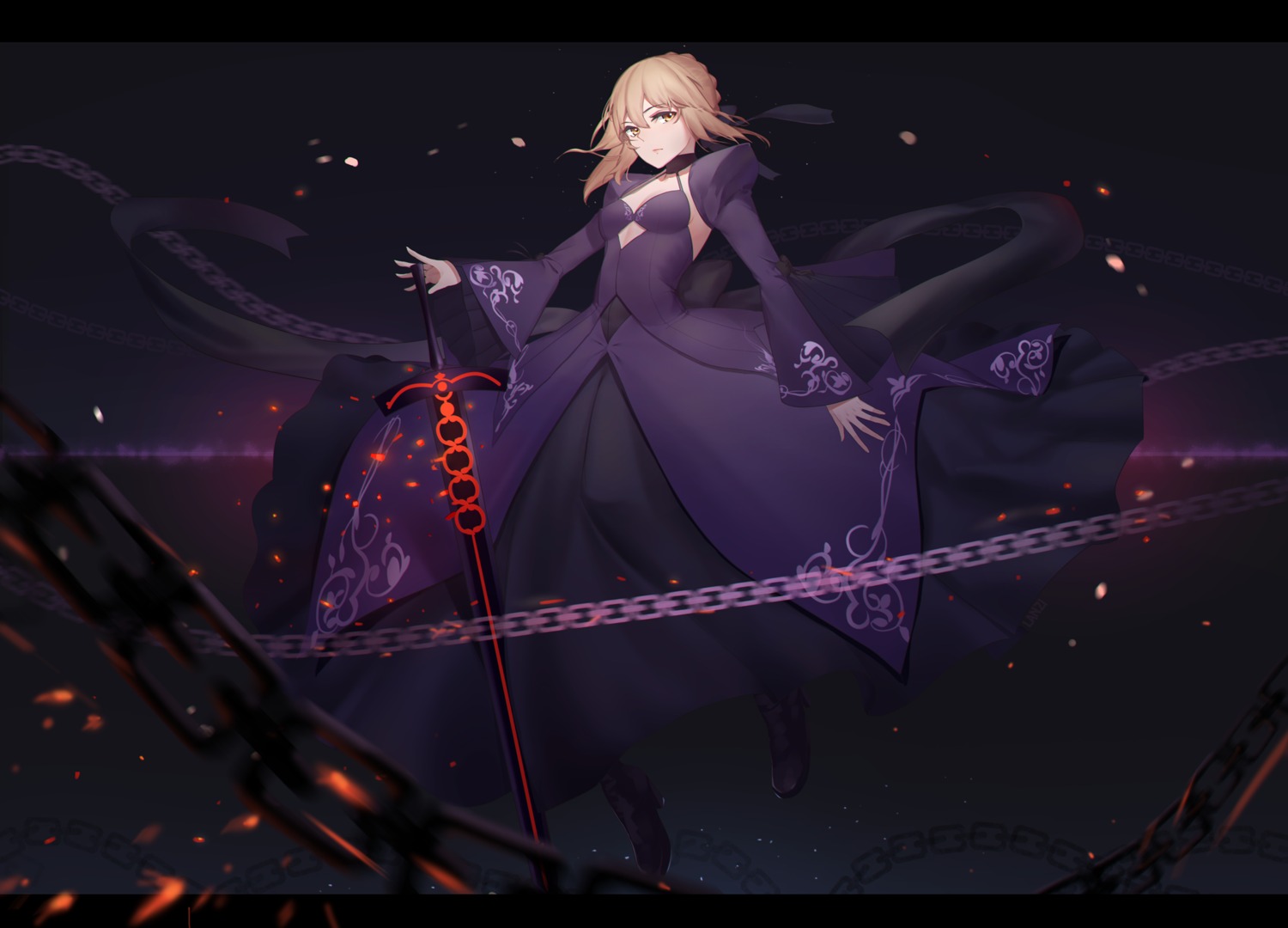 cleavage dress fate/grand_order heels lanzi_(415460661) saber saber_alter sword