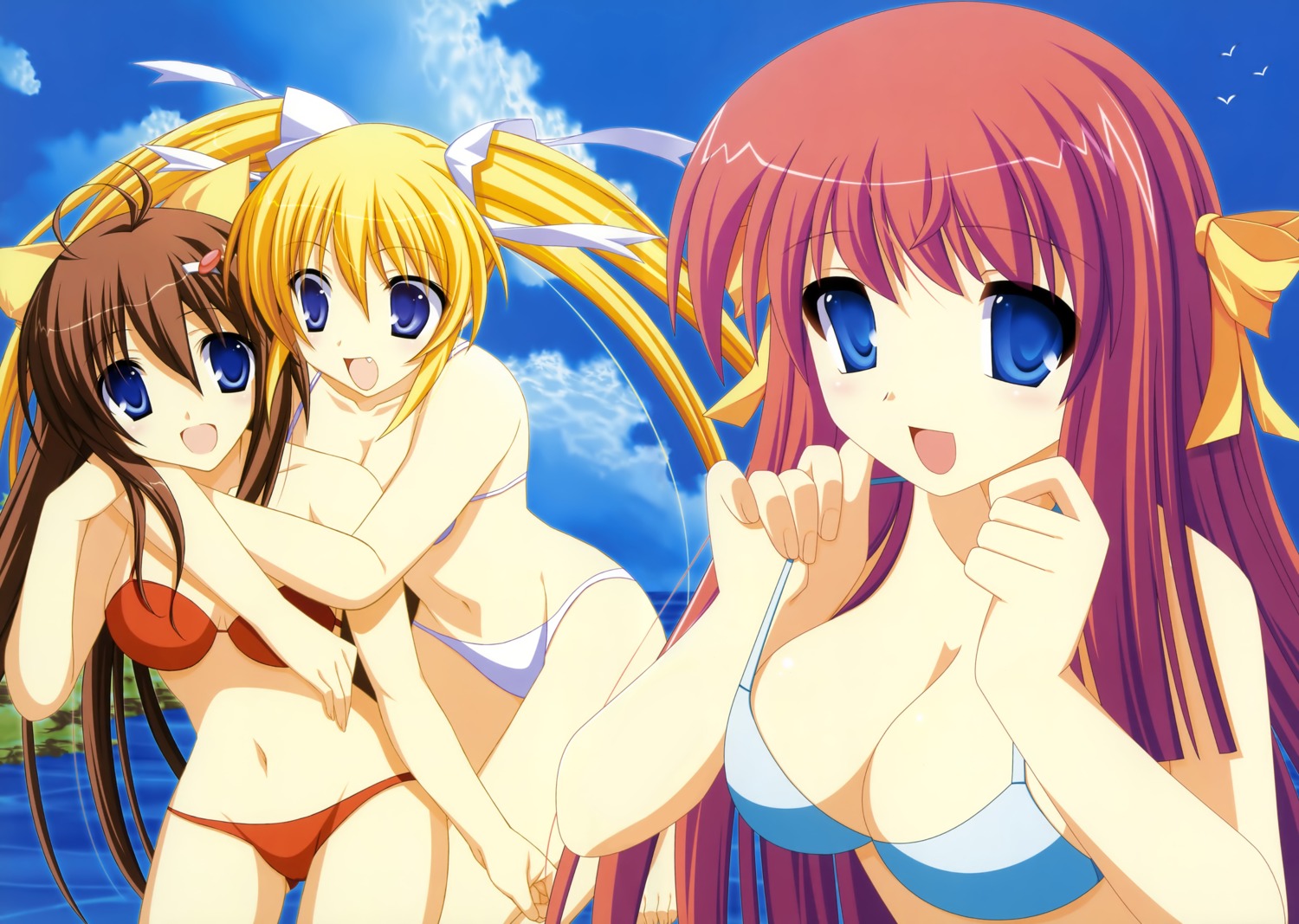 bikini cleavage himenomiya_miharu inuzumi_masaki loversoul mochida_nao step_x_steady swimsuits tooyama_izumi