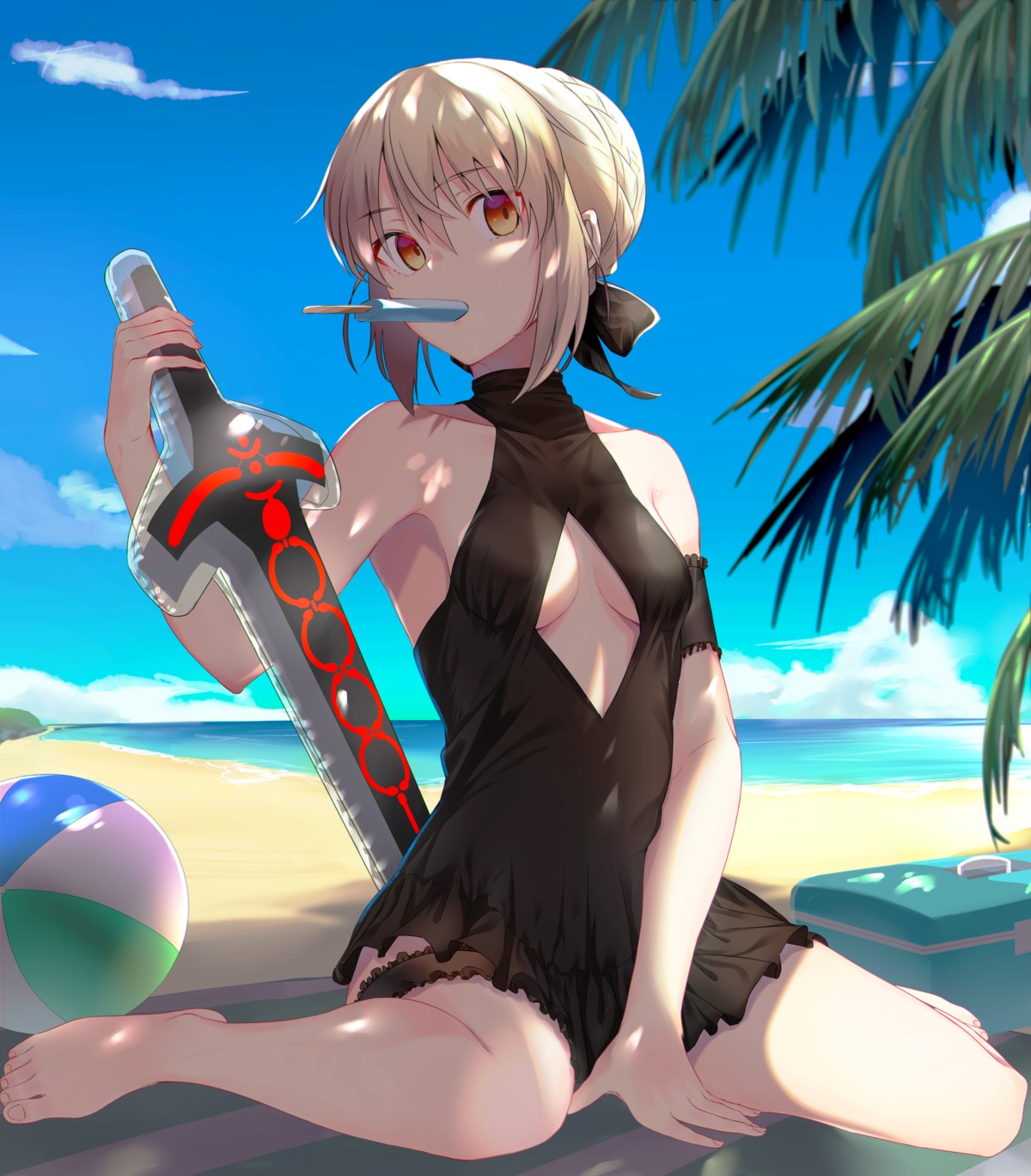 cleavage fate/grand_order garter jun_(aousa0328) saber saber_alter swimsuits sword