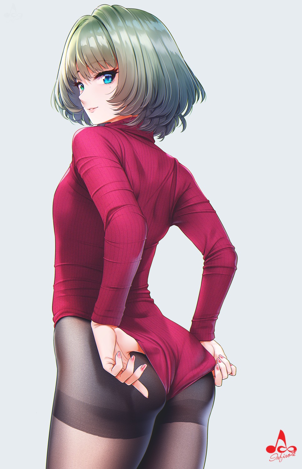 ass heterochromia infinote leotard pantyhose sweater takagaki_kaede the_idolm@ster the_idolm@ster_cinderella_girls