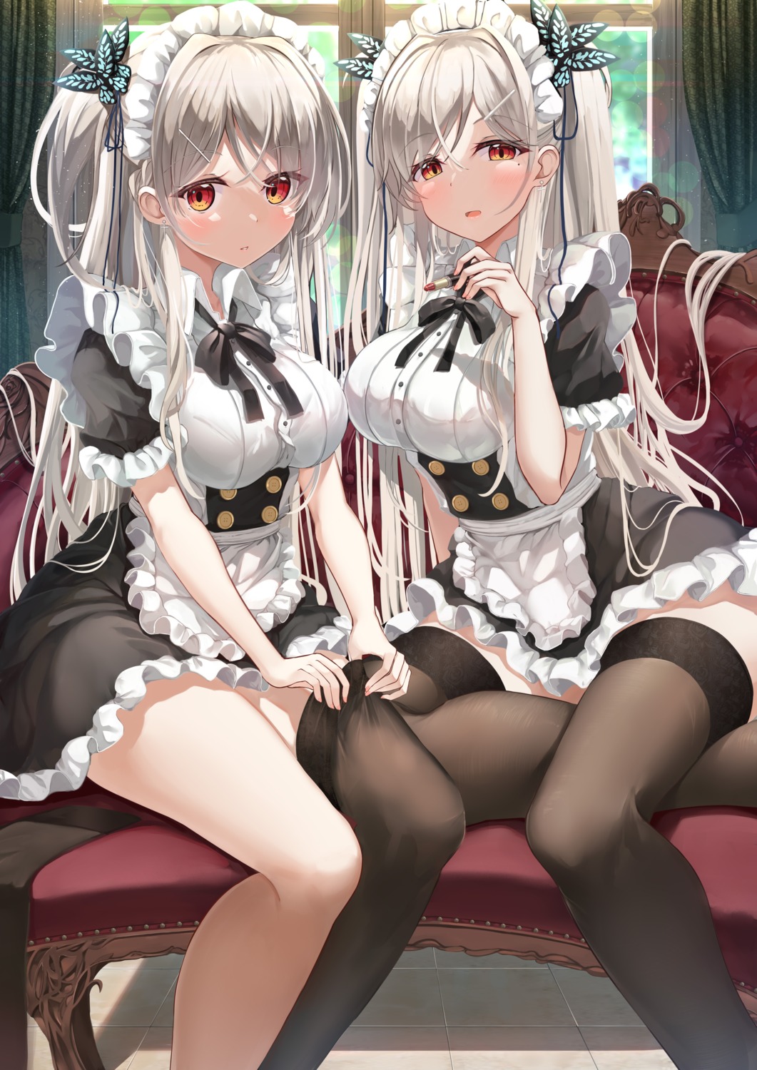 hiiragi_ringo maid thighhighs undressing