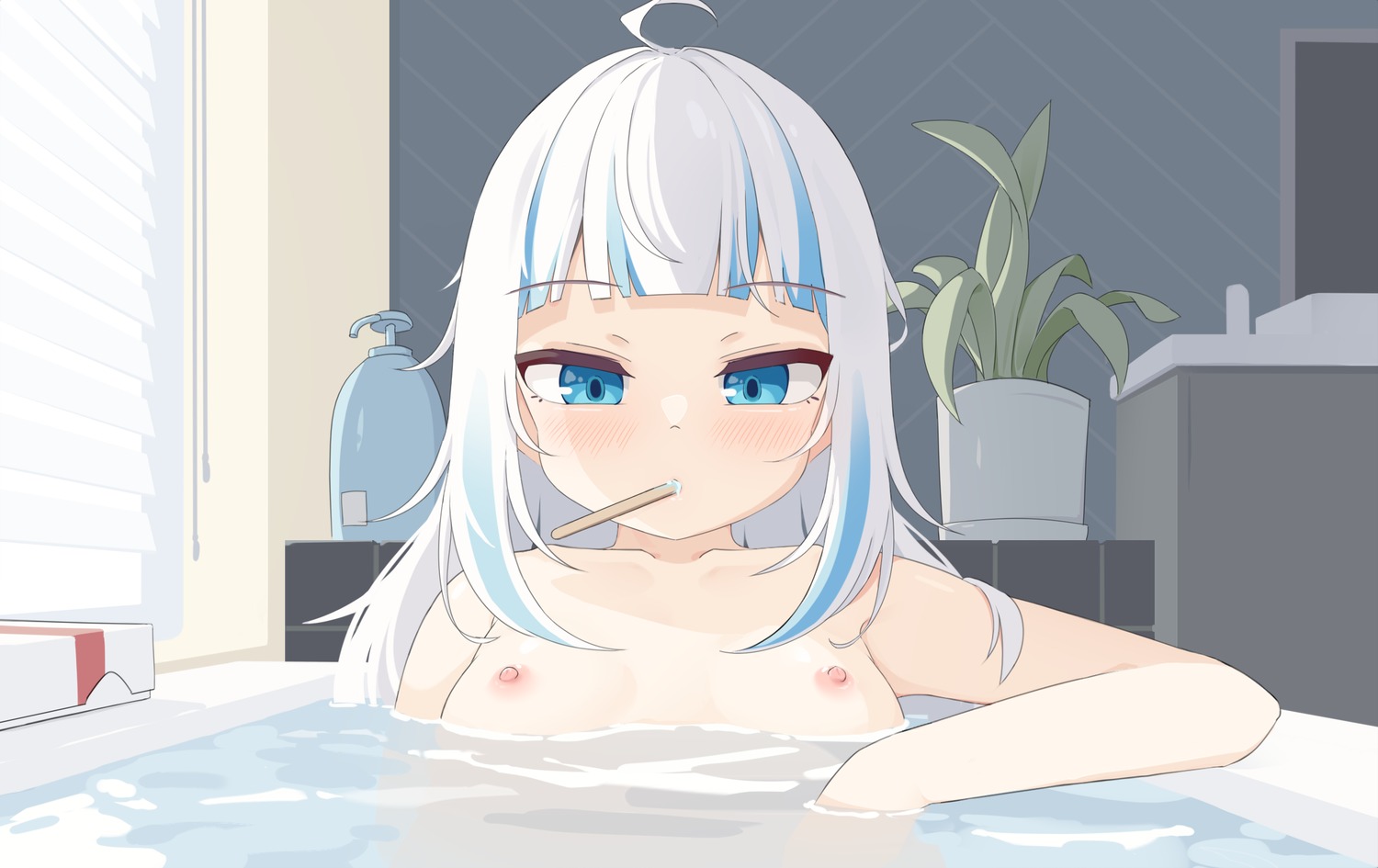 bathing gawr_gura hololive hololive_english loli nipples tenroy topless wet