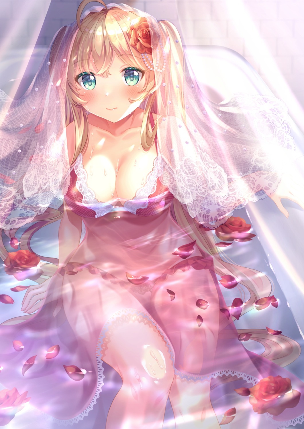 bathing cleavage dress no_bra pantsu see_through shizuki_aya wet