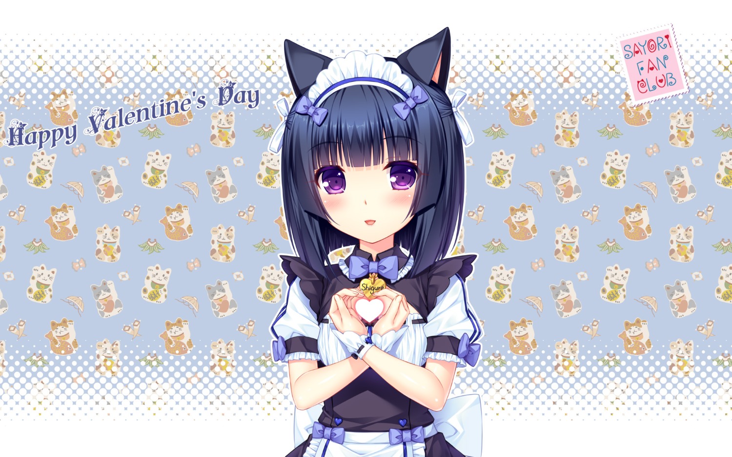 animal_ears maid minaduki_shigure neko_works nekomimi nekopara sayori valentine wallpaper