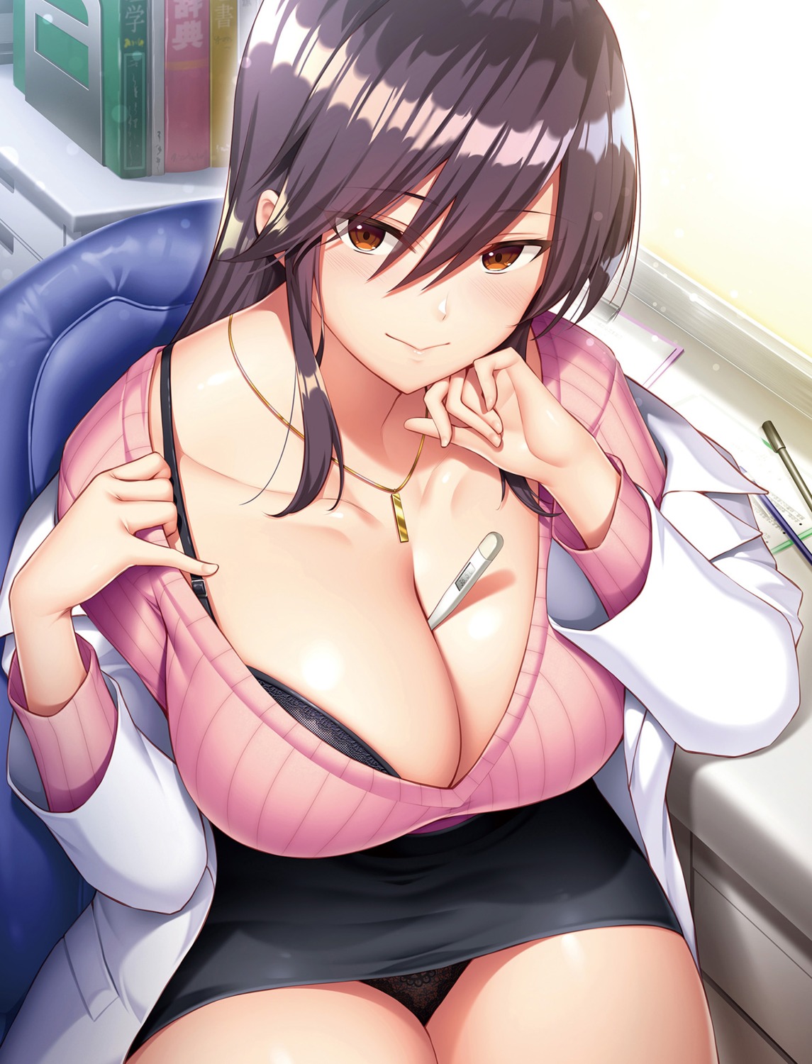 anza_tomo bra cleavage pantsu possible_duplicate sweater