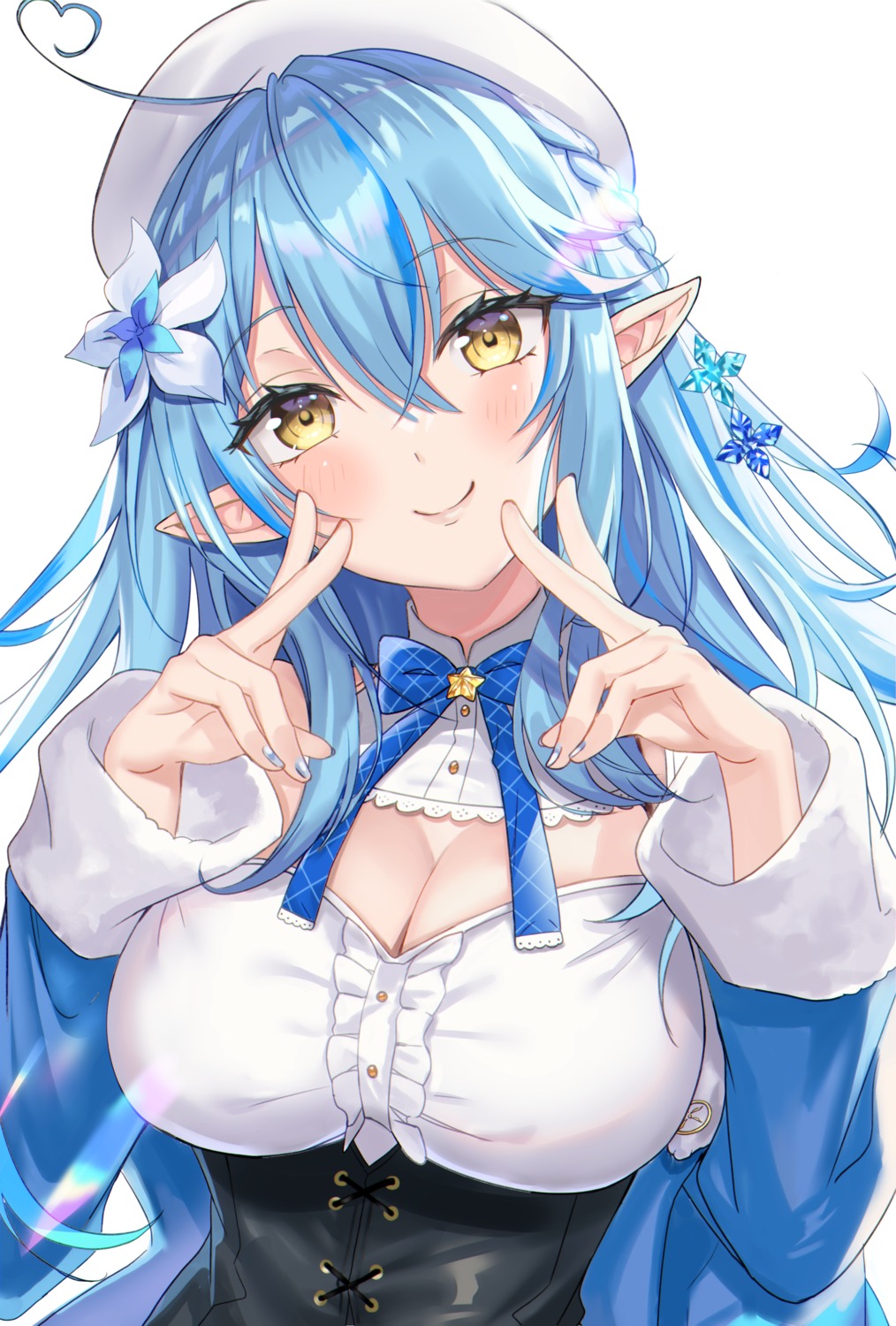 cleavage elf hatsuno hololive pointy_ears yukihana_lamy