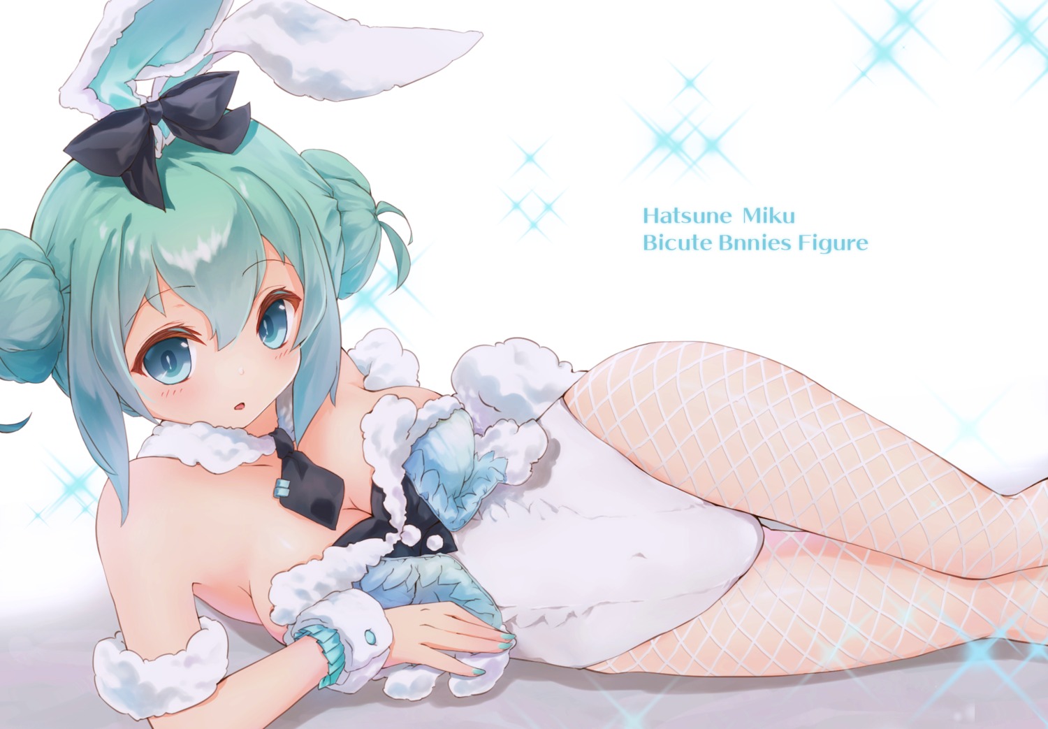 animal_ears bicute_bunnies_miku bunny_ears bunny_girl fishnets hatsune_miku no_bra pantyhose seseragi tail vocaloid