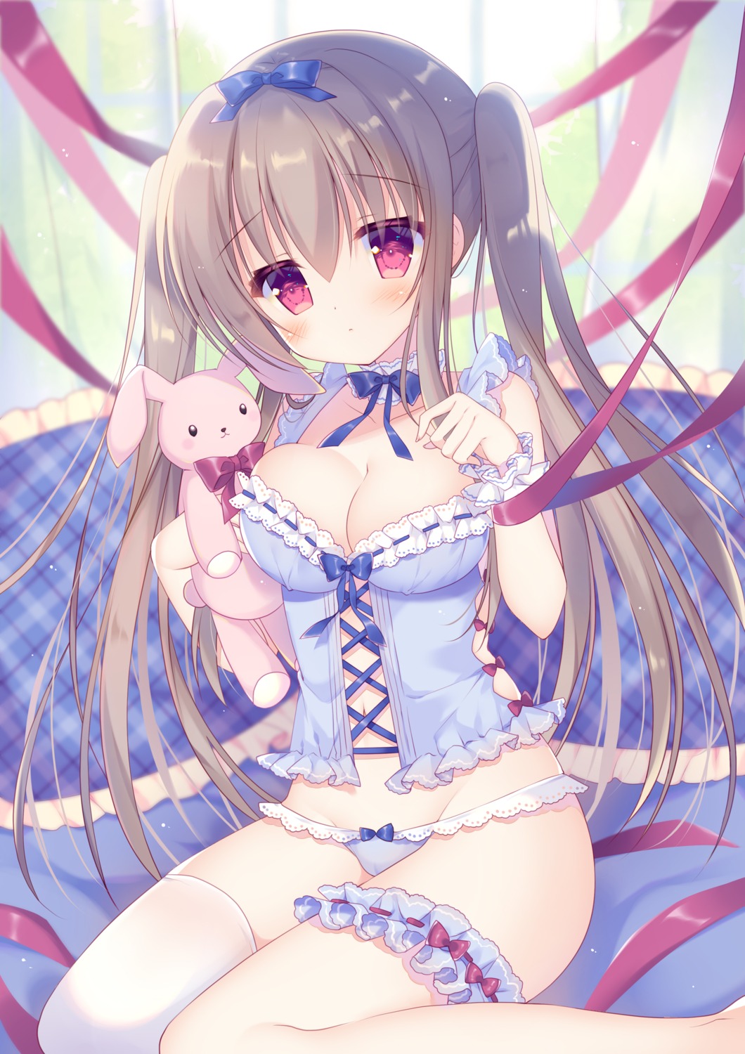 cleavage garter lingerie no_bra pantsu tagme thighhighs