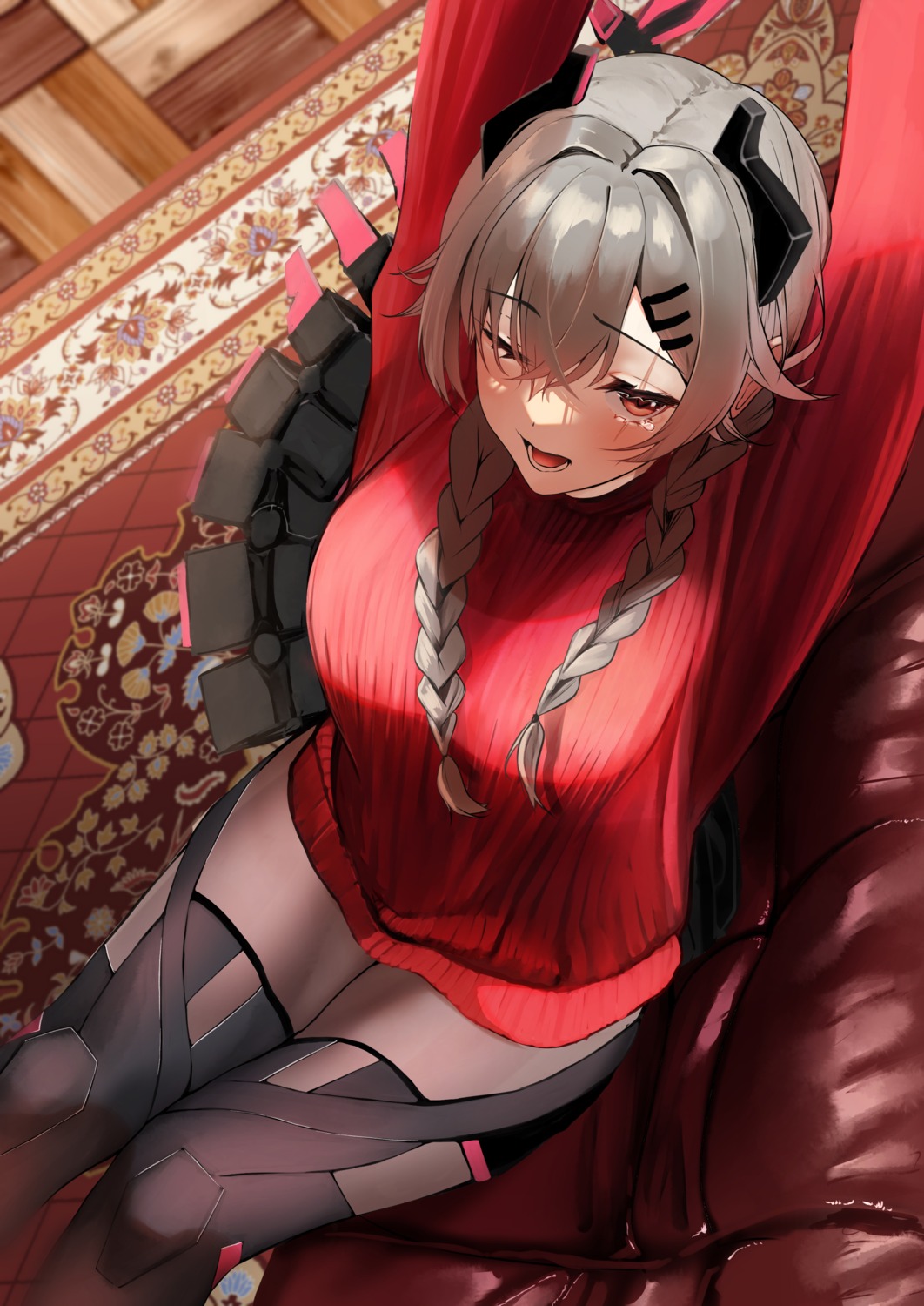 indie_virtual_youtuber oreazu pantyhose saruei_(vtuber) sweater thighhighs