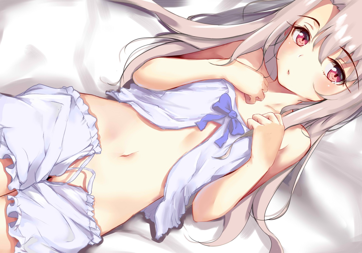 breast_hold fate/kaleid_liner_prisma_illya fate/stay_night illyasviel_von_einzbern pajama pear_sauce