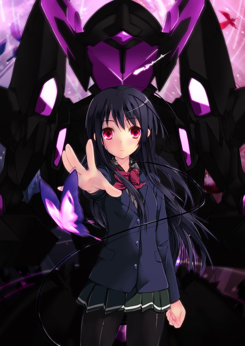 accel_world black_lotus kuroyukihime pantyhose seifuku yagami_shuuichi