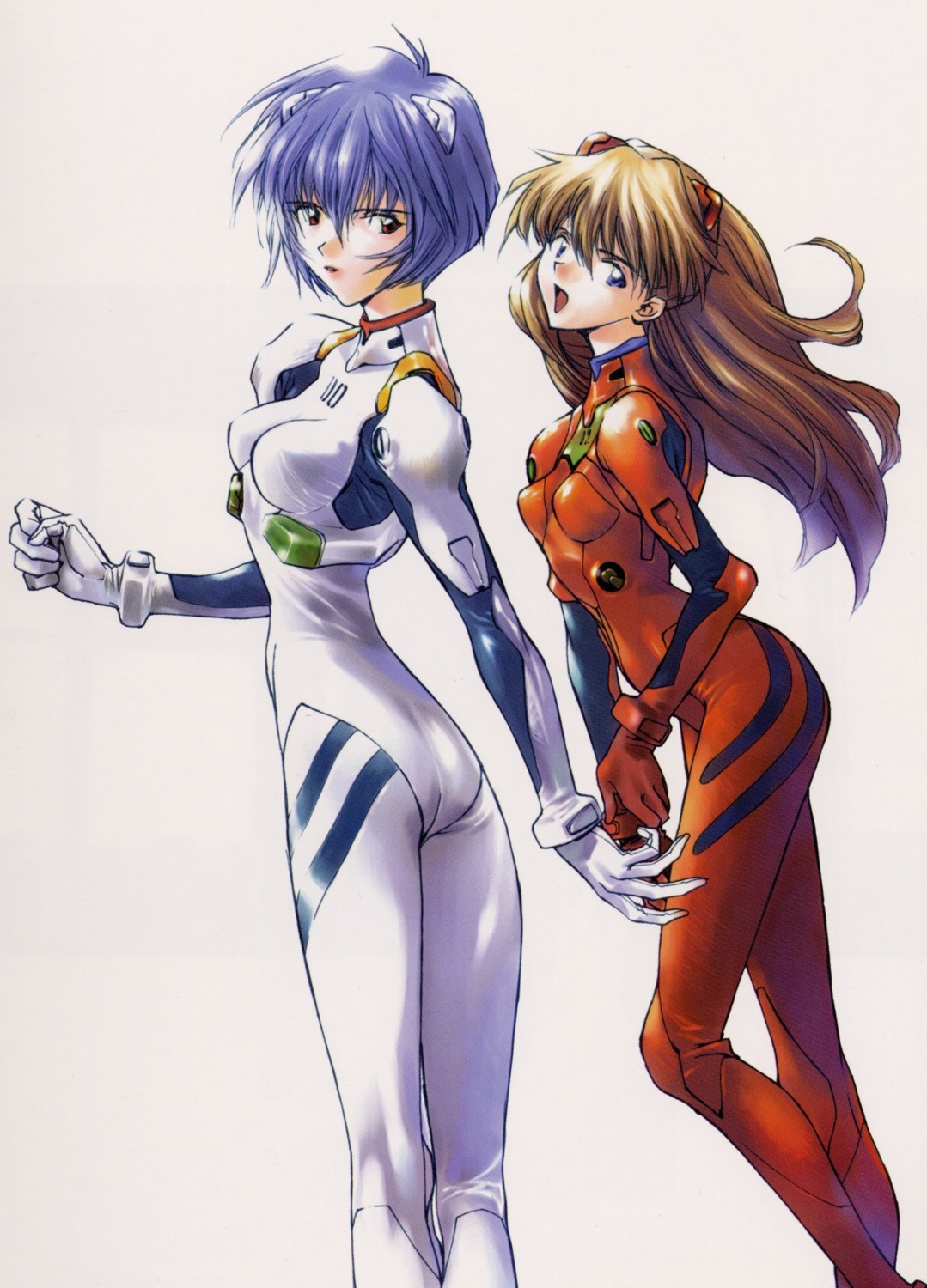 ayanami_rei bodysuit neon_genesis_evangelion okazaki_takeshi souryuu_asuka_langley