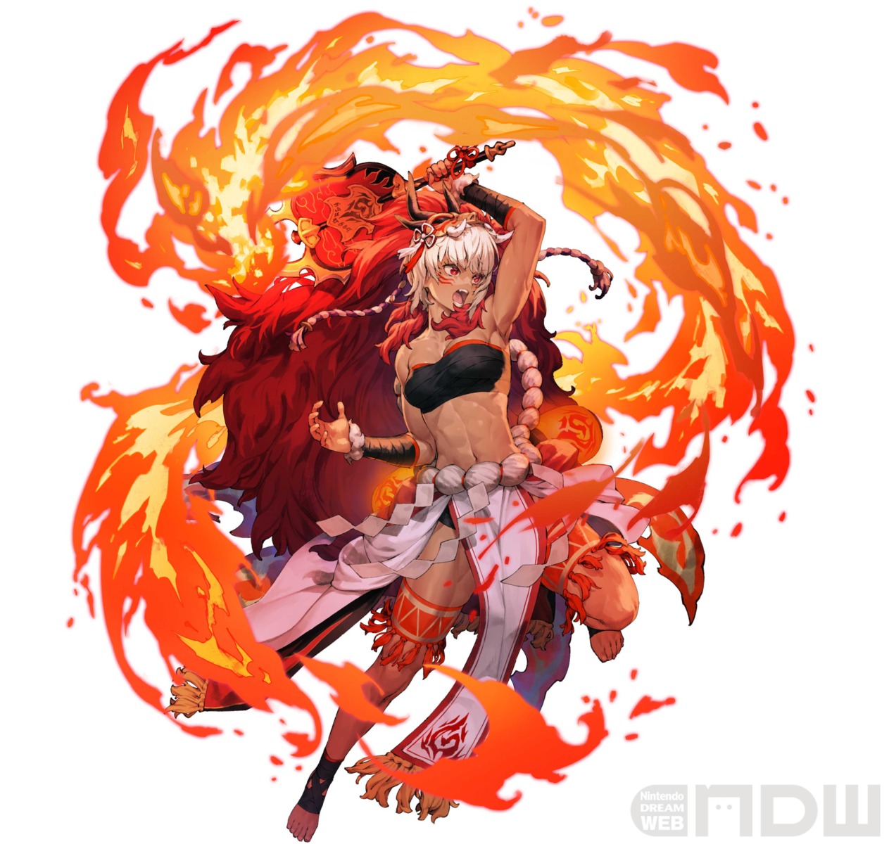 asian_clothes cleavage cozy fire_emblem fire_emblem_if garter horns nintendo rinkah sarashi underboob