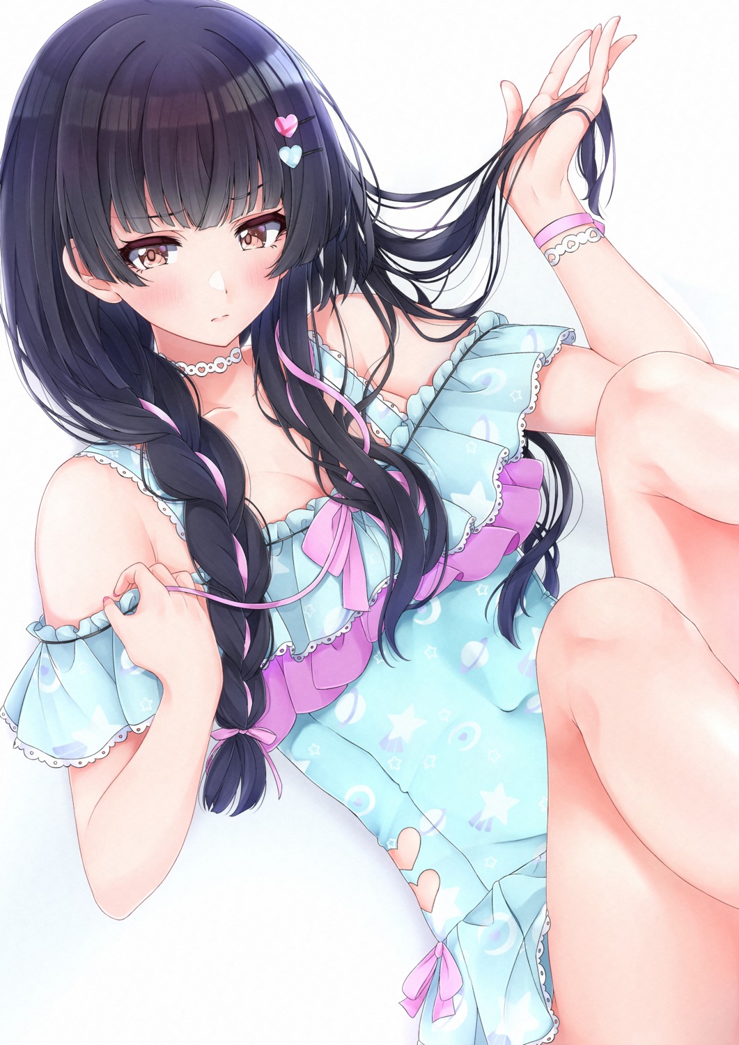 cleavage mayuzumi_fuyuko skirt_lift the_idolm@ster the_idolm@ster_shiny_colors tutinako