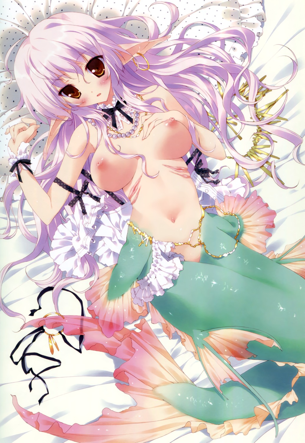 mermaid monster_girl naked pointy_ears tail tsurusaki_takahiro