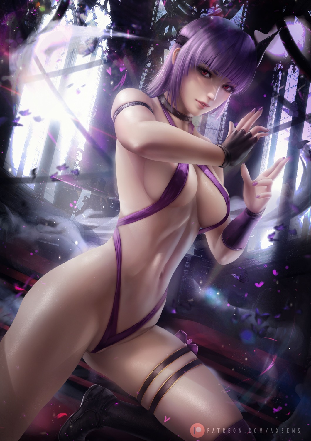 areola axsens ayane_(doa) cameltoe dead_or_alive garter swimsuits thighhighs