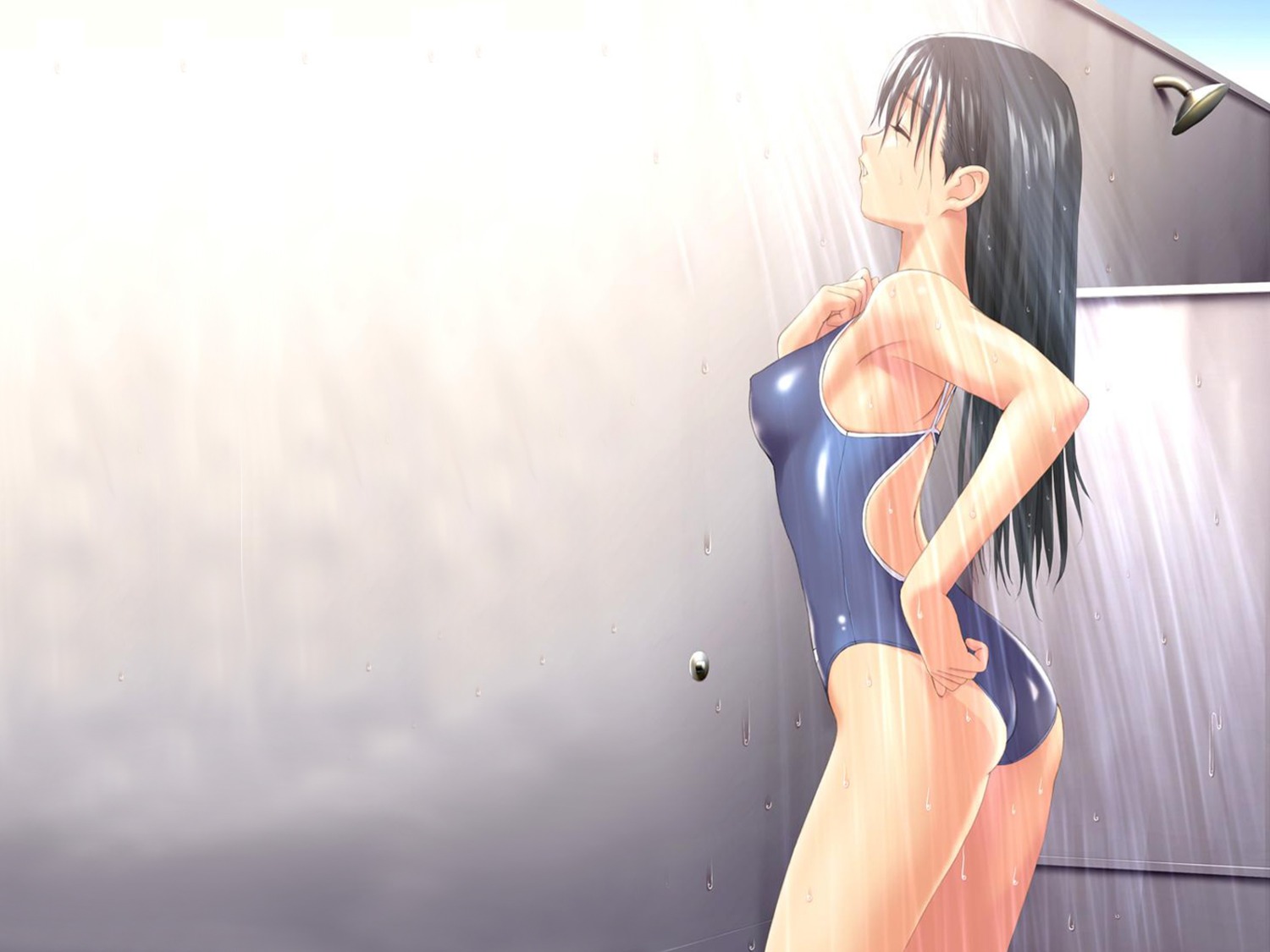 ass bathing erect_nipples mizushima_asa sora_no_iro_mizu_no_iro swimsuits tan_lines tony_taka wallpaper wet