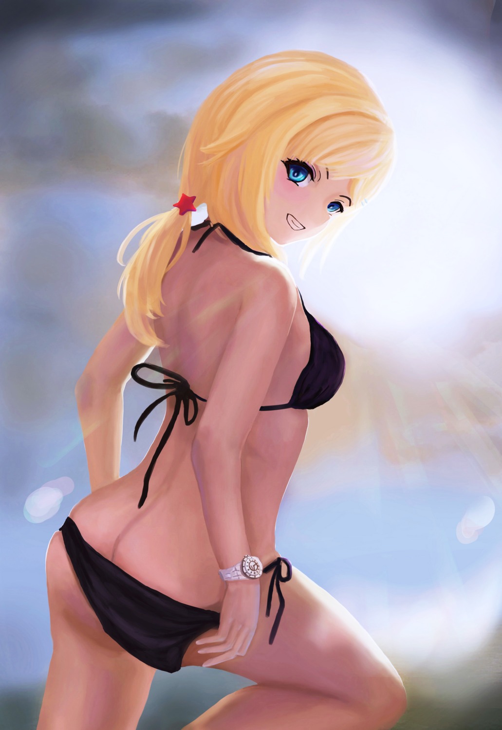 ass bikini hachimiya_meguru megi.nalter panty_pull swimsuits the_idolm@ster the_idolm@ster_shiny_colors undressing