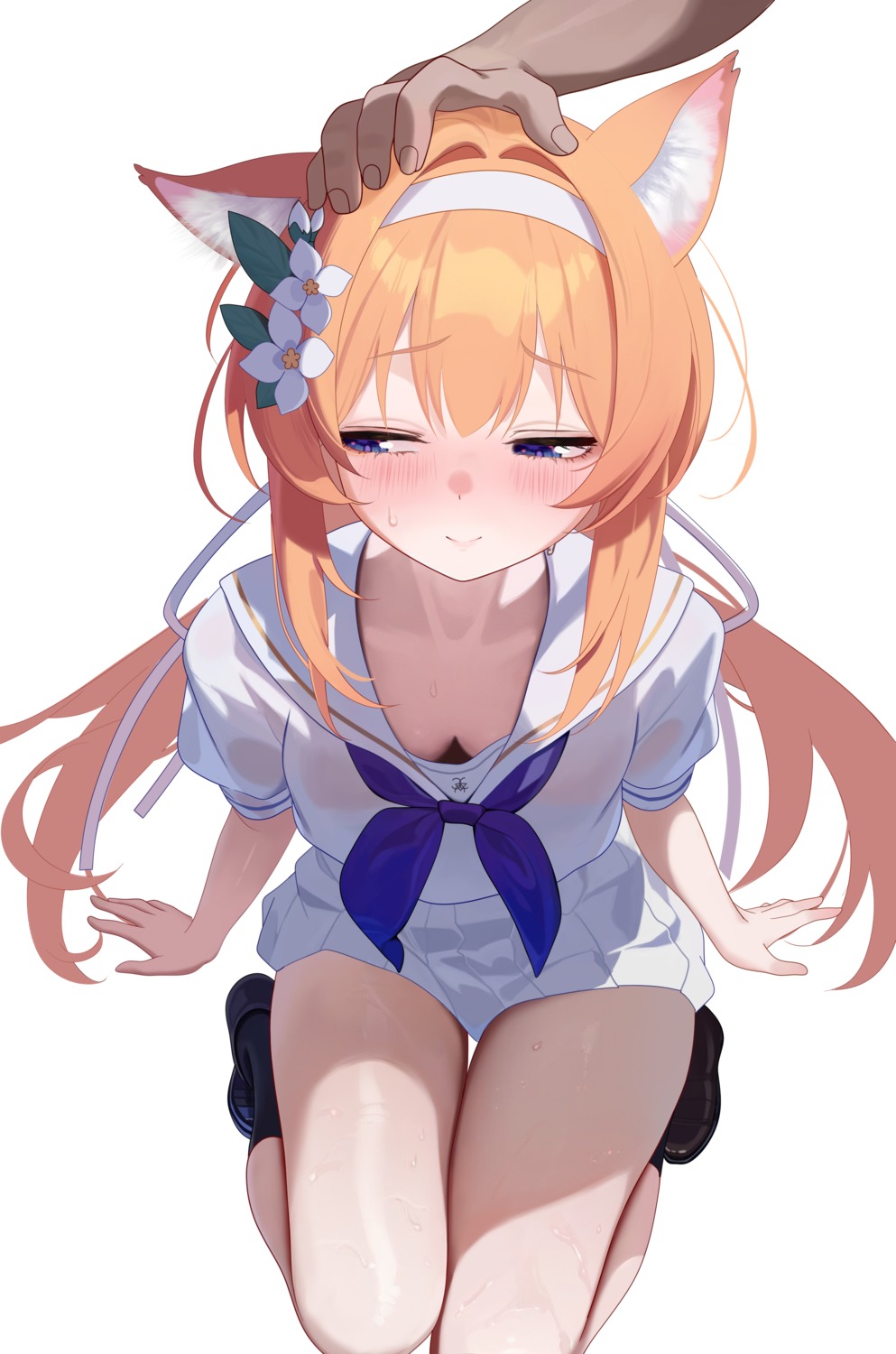 animal_ears blue_archive iochi_mari loli nekomimi pei_er_xia see_through seifuku