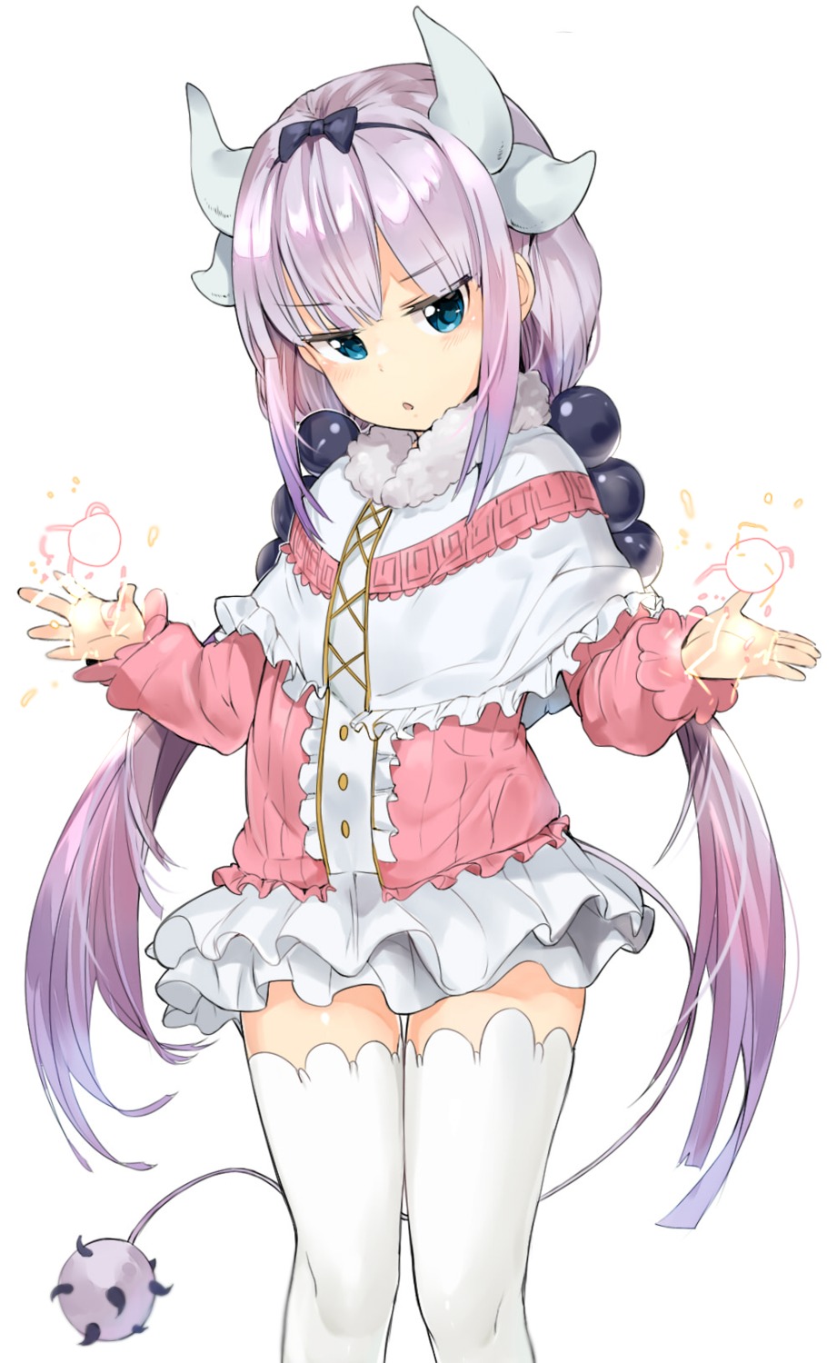 horns kanna_kamui kobayashi-san_chi_no_maid_dragon tail thighhighs tuxedo_de_cat