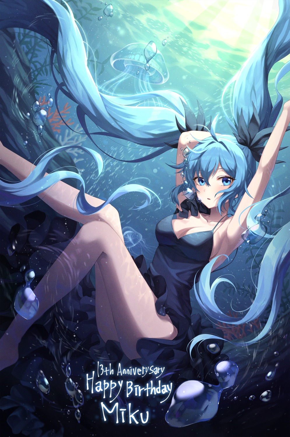 dress hatsune_miku no_bra shinkai_shoujo_(vocaloid) skirt_lift vocaloid xiho_(xi_ho_)