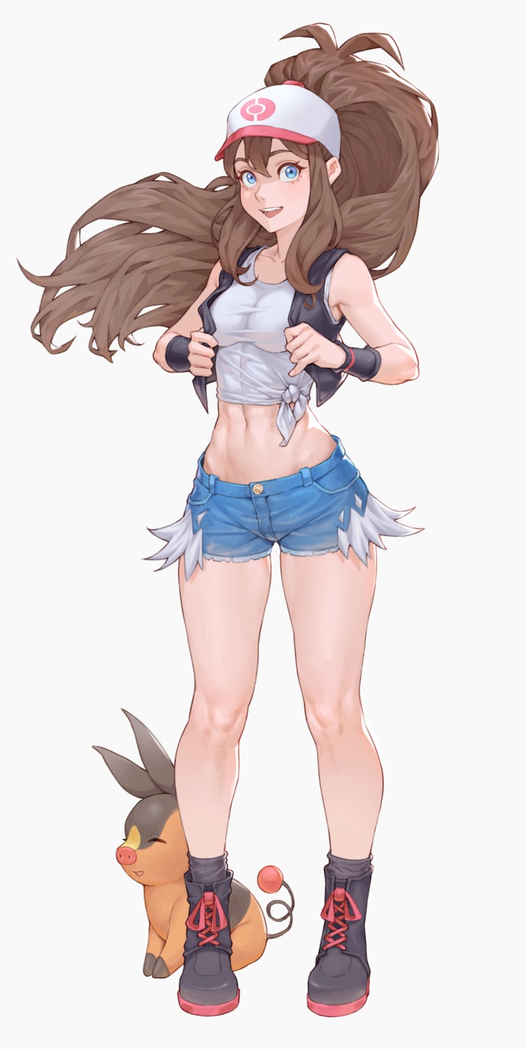 cheshirrr pokemon pokemon_bw tepig touko_(pokemon)