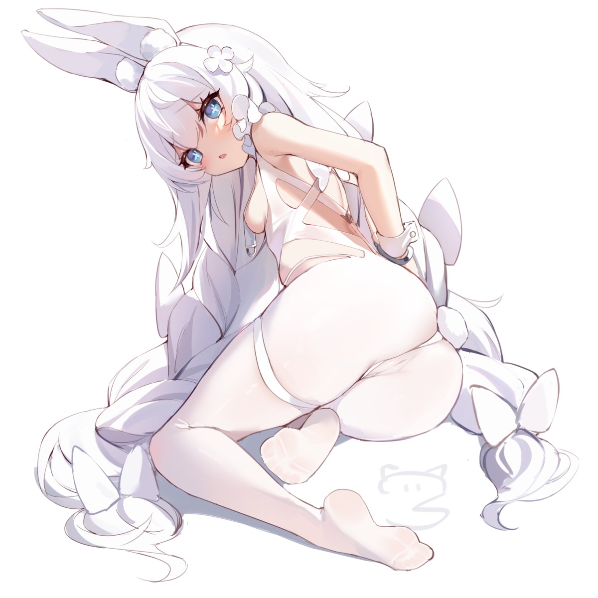 animal_ears ass azur_lane bunny_ears bunny_girl cameltoe feet garter le_malin_(azur_lane) nahaki no_bra pantyhose tail