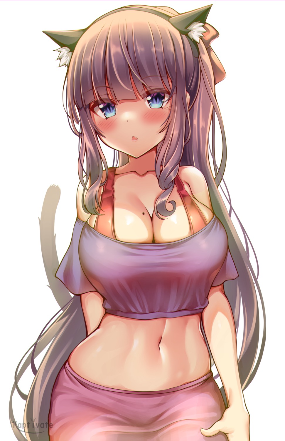 animal_ears bra cleavage kaptivate nekomimi new_game! see_through tail takimoto_hifumi