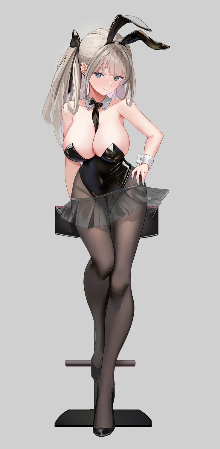 animal_ears bunny_ears bunny_girl no_bra pantyhose see_through zhongwu_chahui