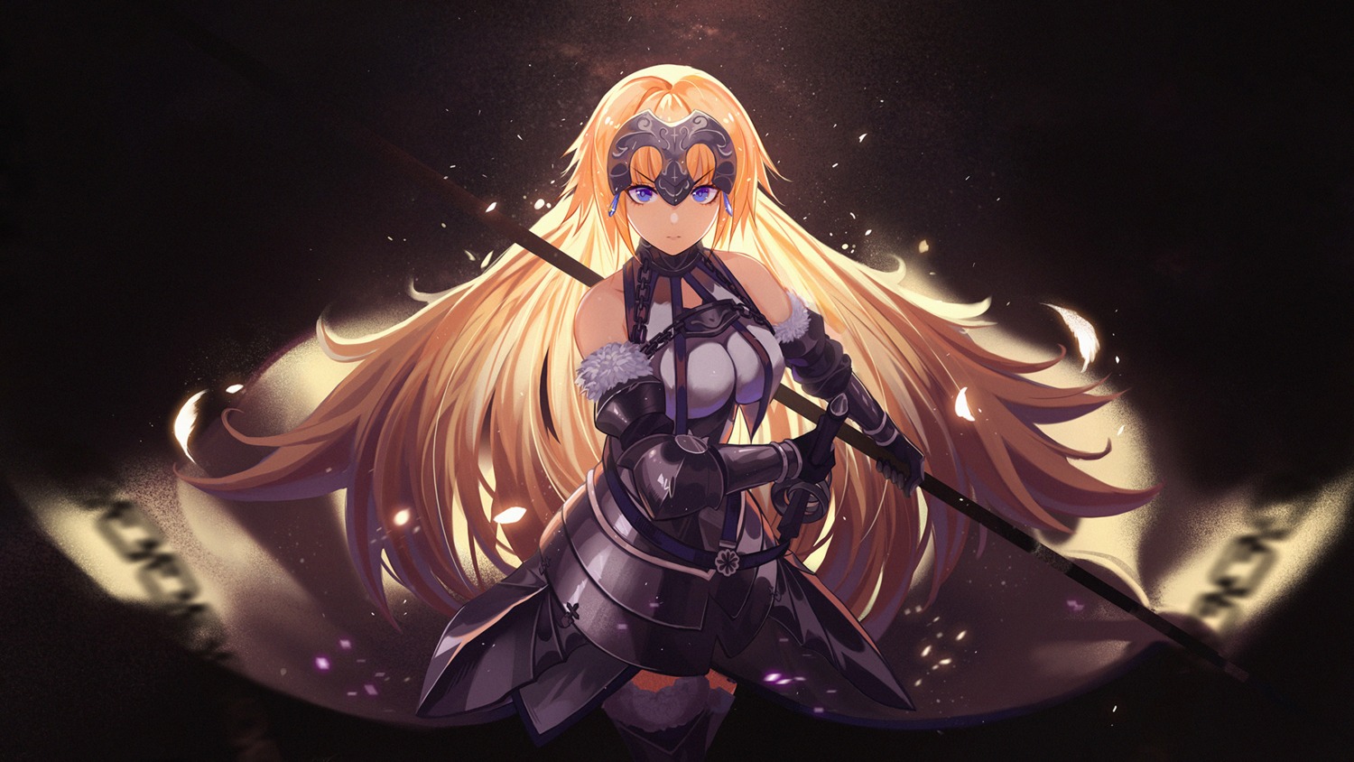 armor fate/grand_order jeanne_d'arc jeanne_d'arc_(fate) maoii sword thighhighs wallpaper