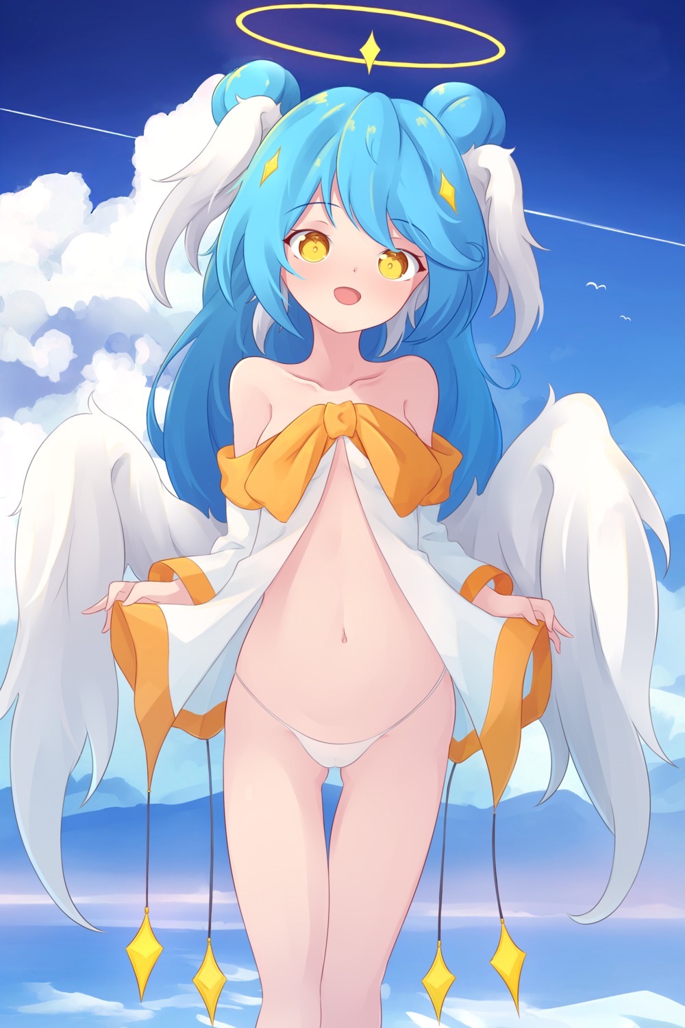 angel bikini cameltoe no_bra open_shirt swimsuits trimbil wings