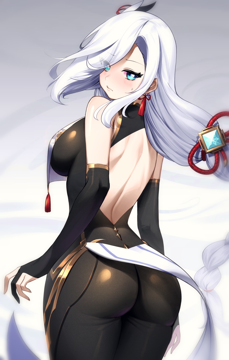 asian_clothes ass bodysuit genshin_impact no_bra sbgu shenhe