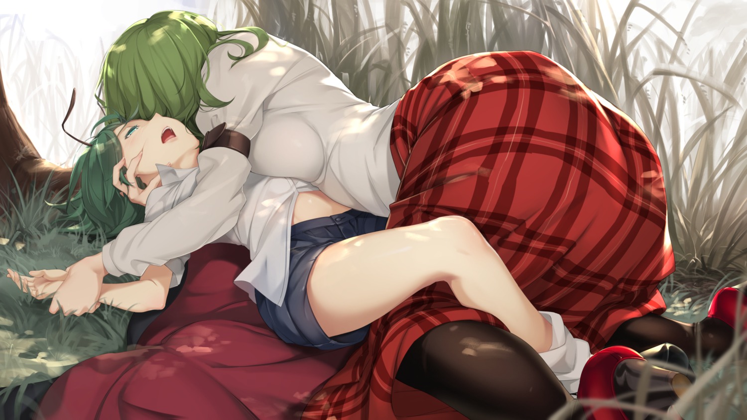 asu_tora heels kazami_yuuka pantyhose touhou wriggle_nightbug yuri