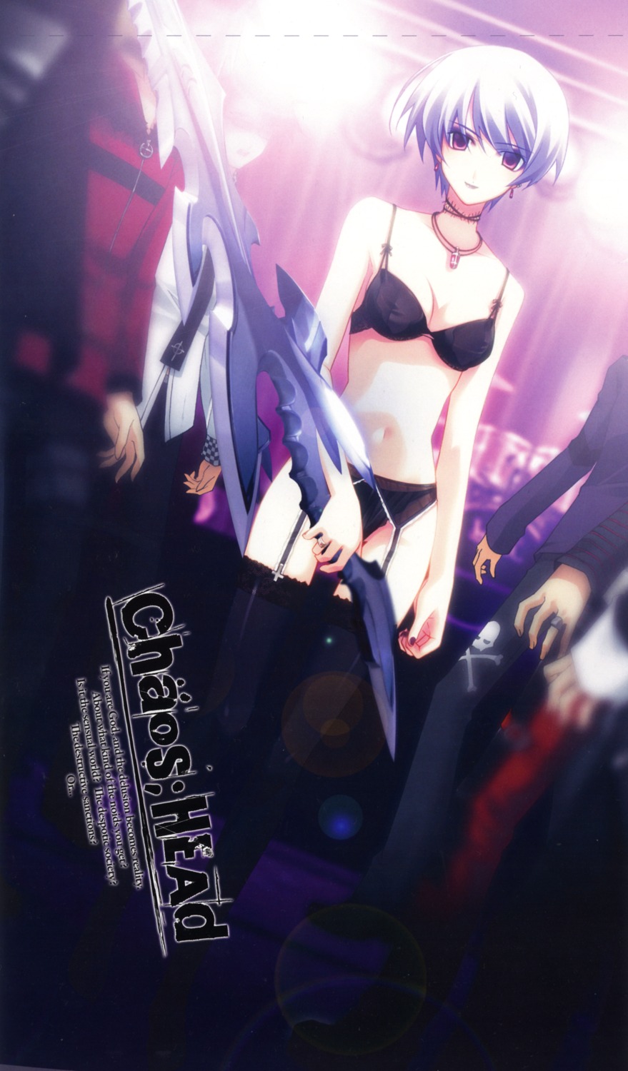 bra chaos;head cleavage garter_belt kishimoto_ayase matsuo_yukihiro pantsu stockings sword thighhighs