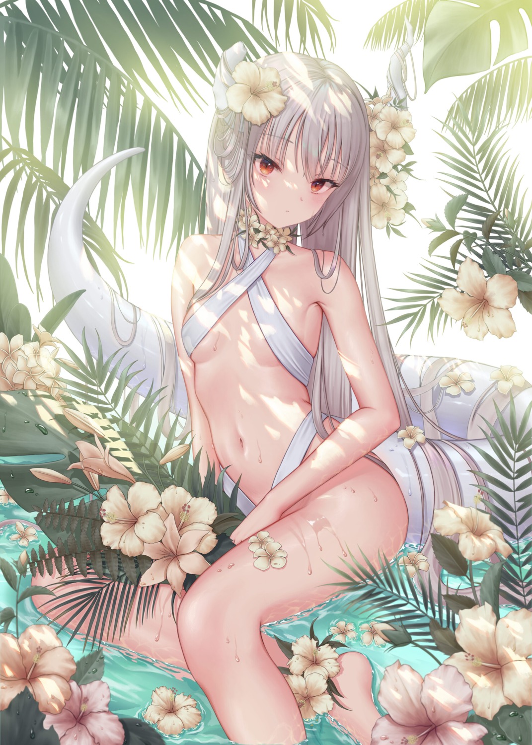 bikini horns romi_dajung swimsuits tail wet