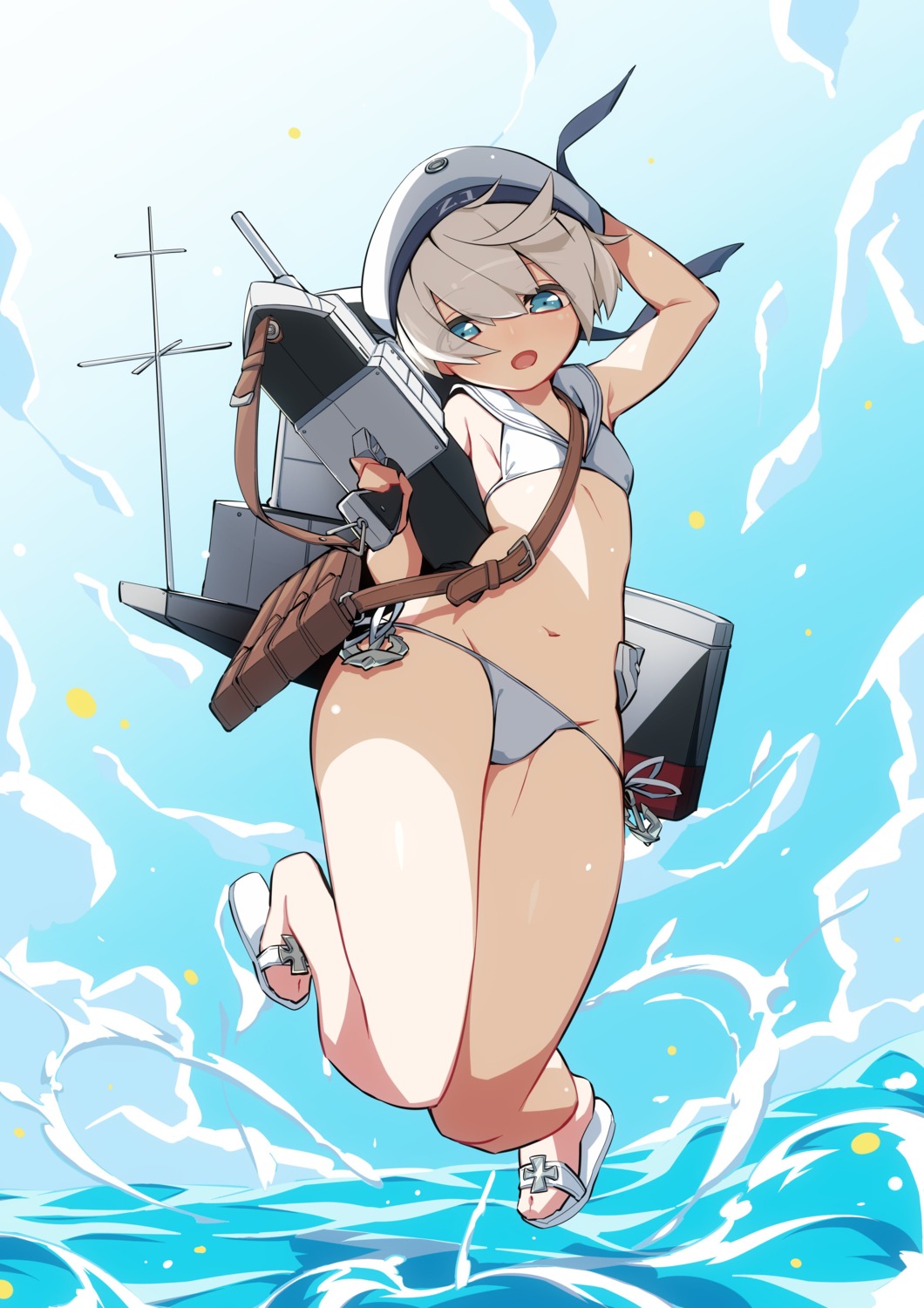 bikini cameltoe kaki_gohri kantai_collection swimsuits weapon z1_leberecht_maass_(kancolle)