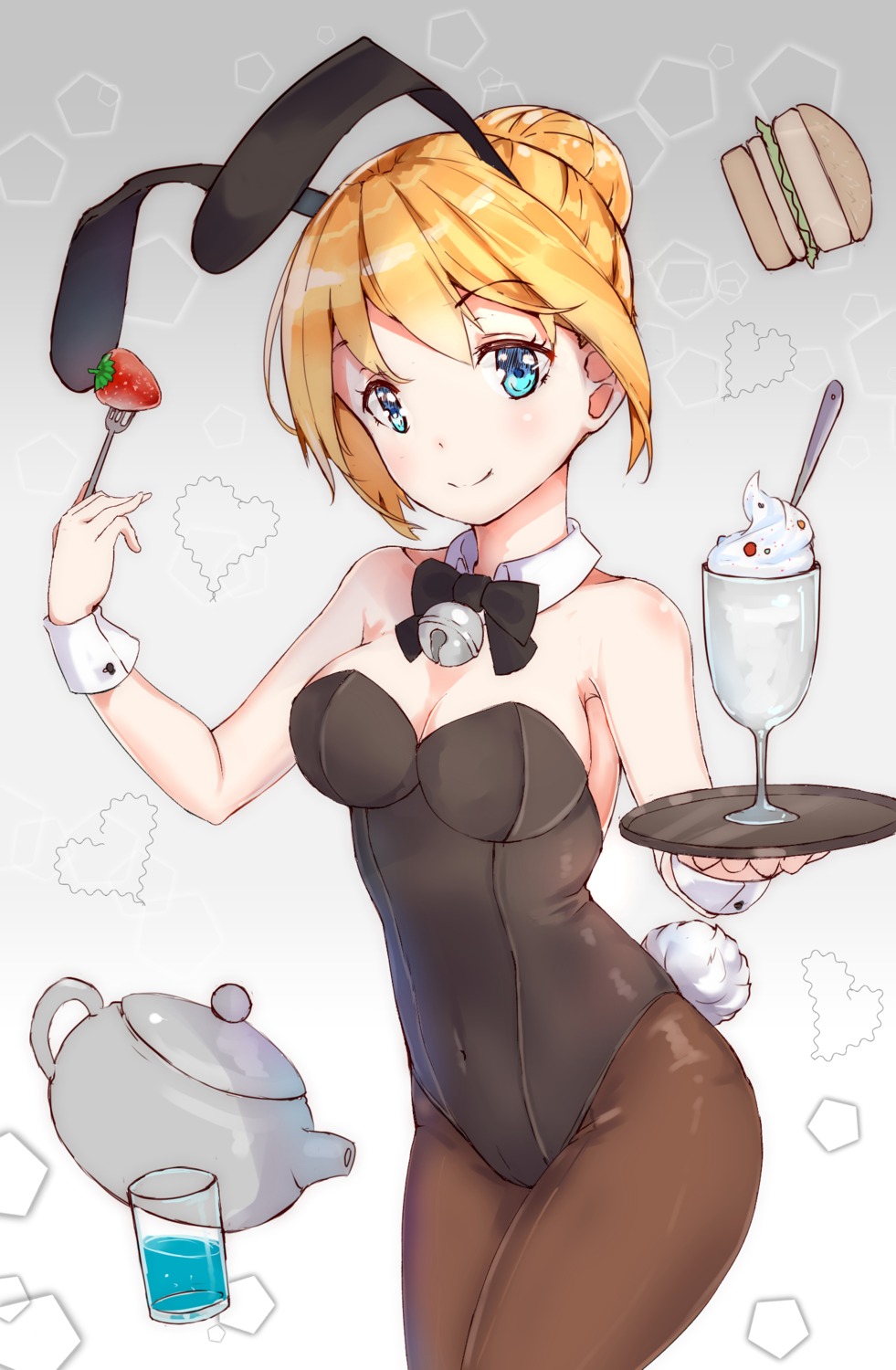 animal_ears bunny_ears bunny_girl cleavage no_bra nopan pantyhose tail z_shichao