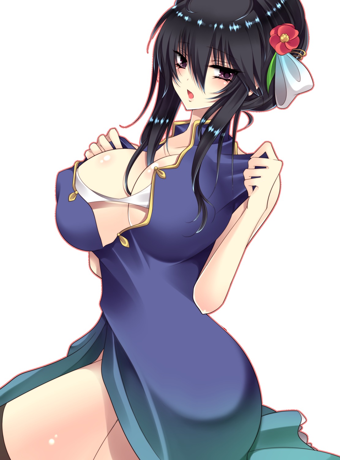 cleavage dress kukui_can scanning_artifacts くく維きゃんアートワークス