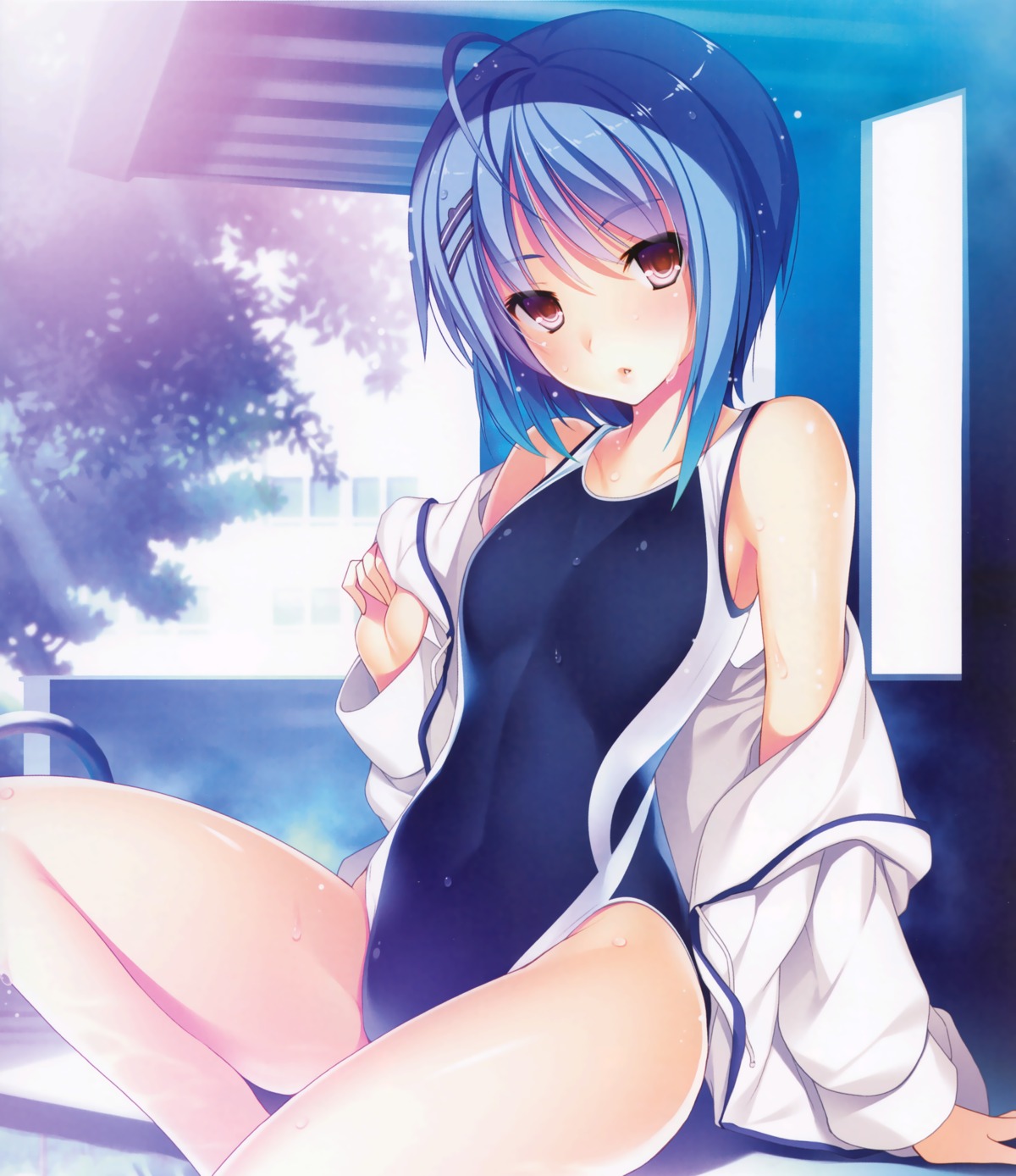 hoshi_ori_yume_mirai mutou_kurihito ousaka_sora swimsuits tone_work's undressing wet