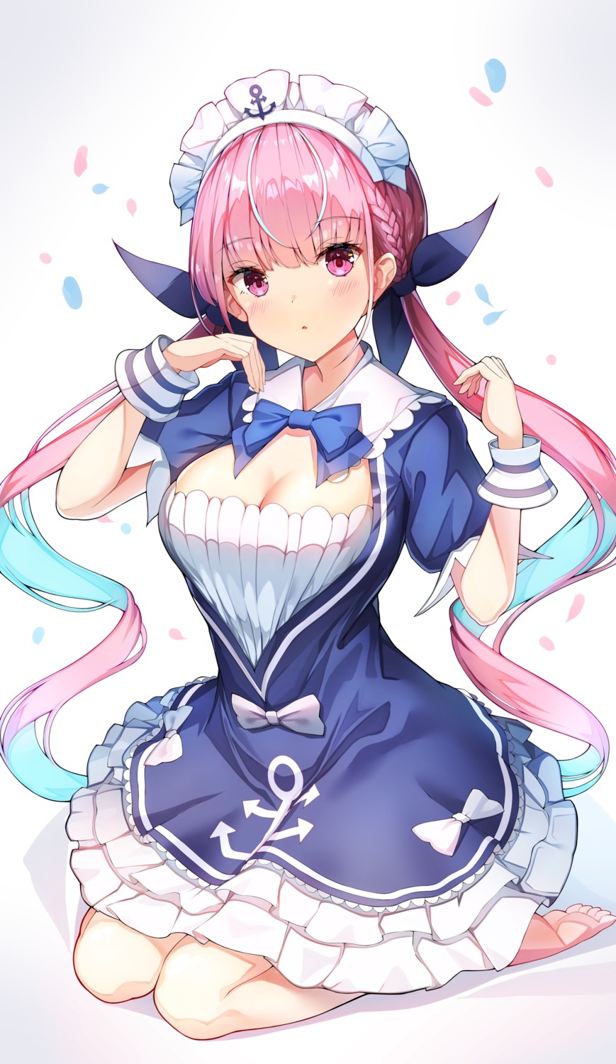 cleavage hololive maid minato_aqua sob_(submar1089)