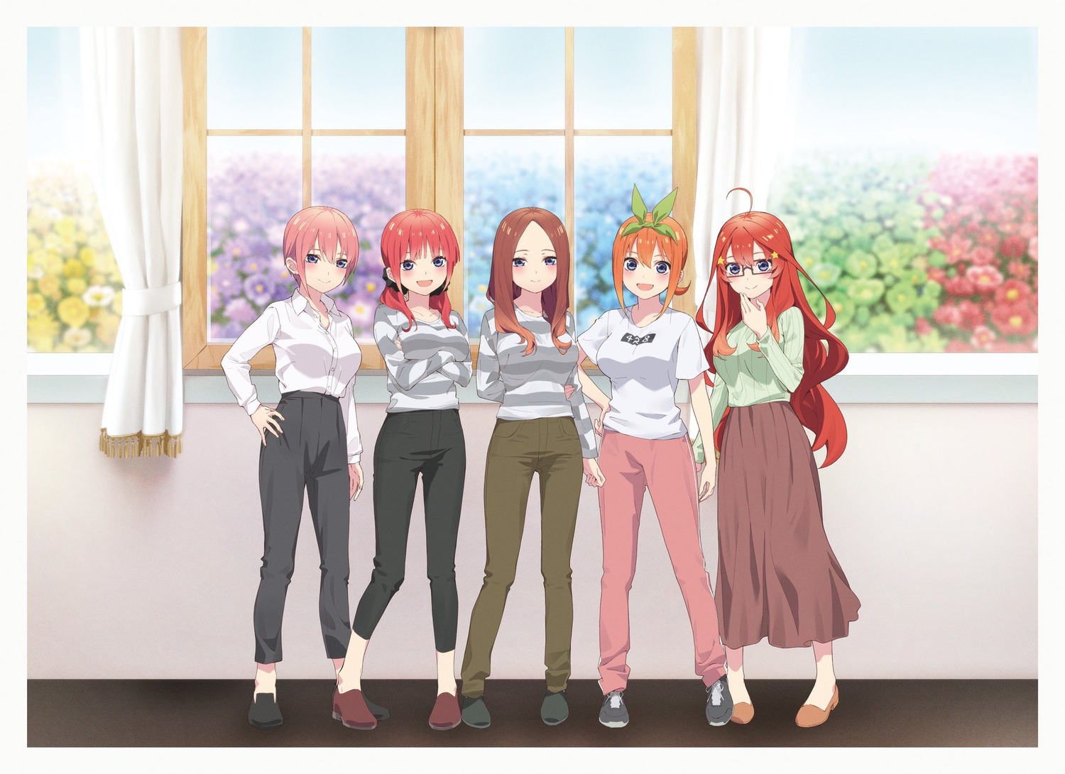 5-toubun_no_hanayome dress_shirt megane nakano_ichika nakano_itsuki nakano_miku nakano_nino nakano_yotsuba sweater