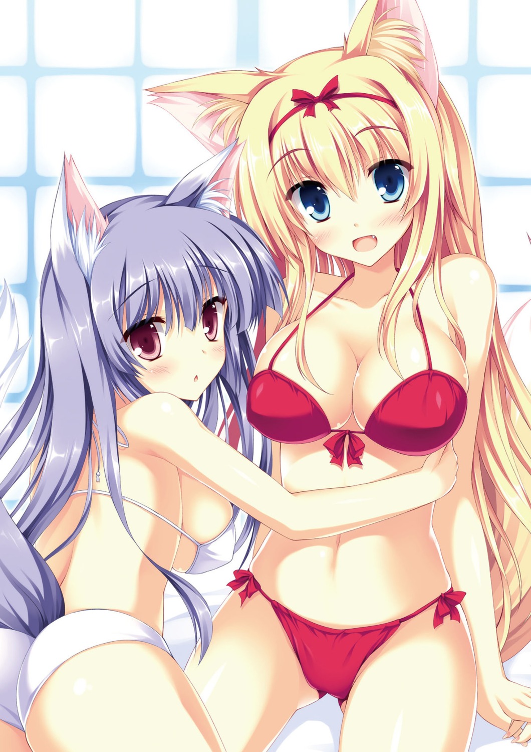 animal_ears bikini kitsune swimsuits tail tateha