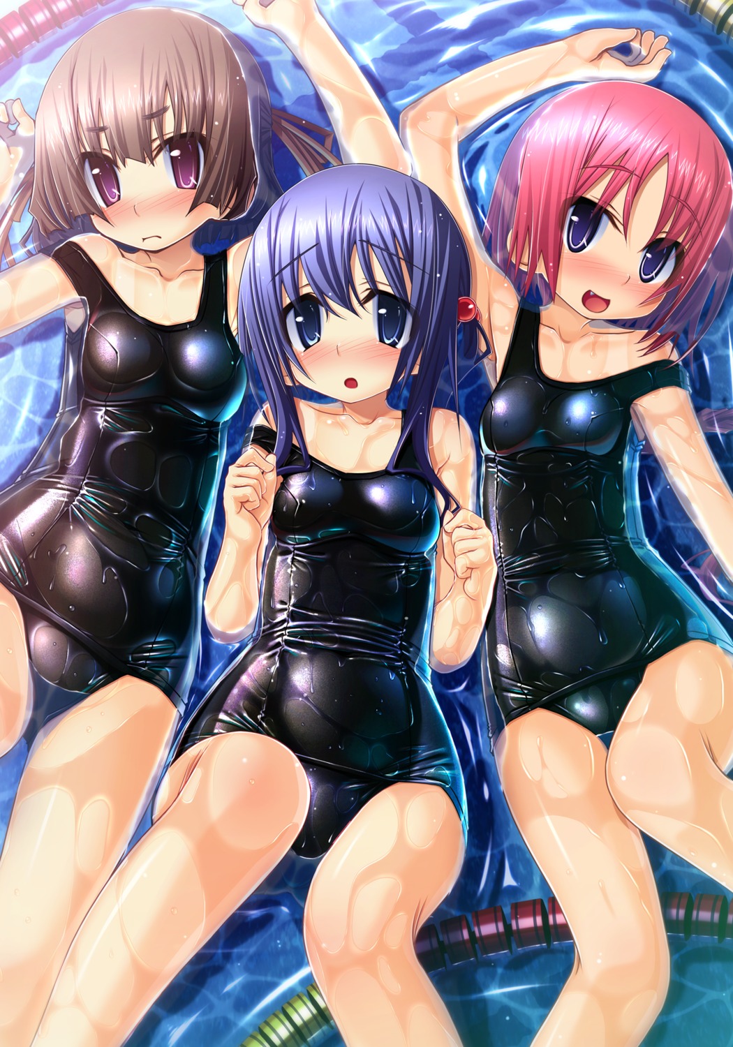 rindou_saika sakuya_tsuitachi school_swimsuit sena_mitsuki sukumizu_tabe_houdai swimsuits tachibana_mei waffle wet