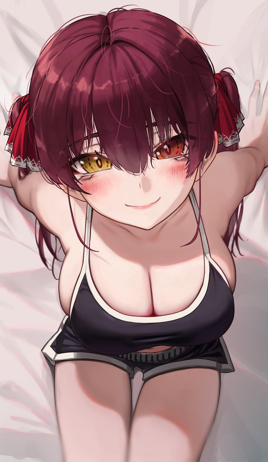 cleavage heterochromia hololive houshou_marine no_bra torriet