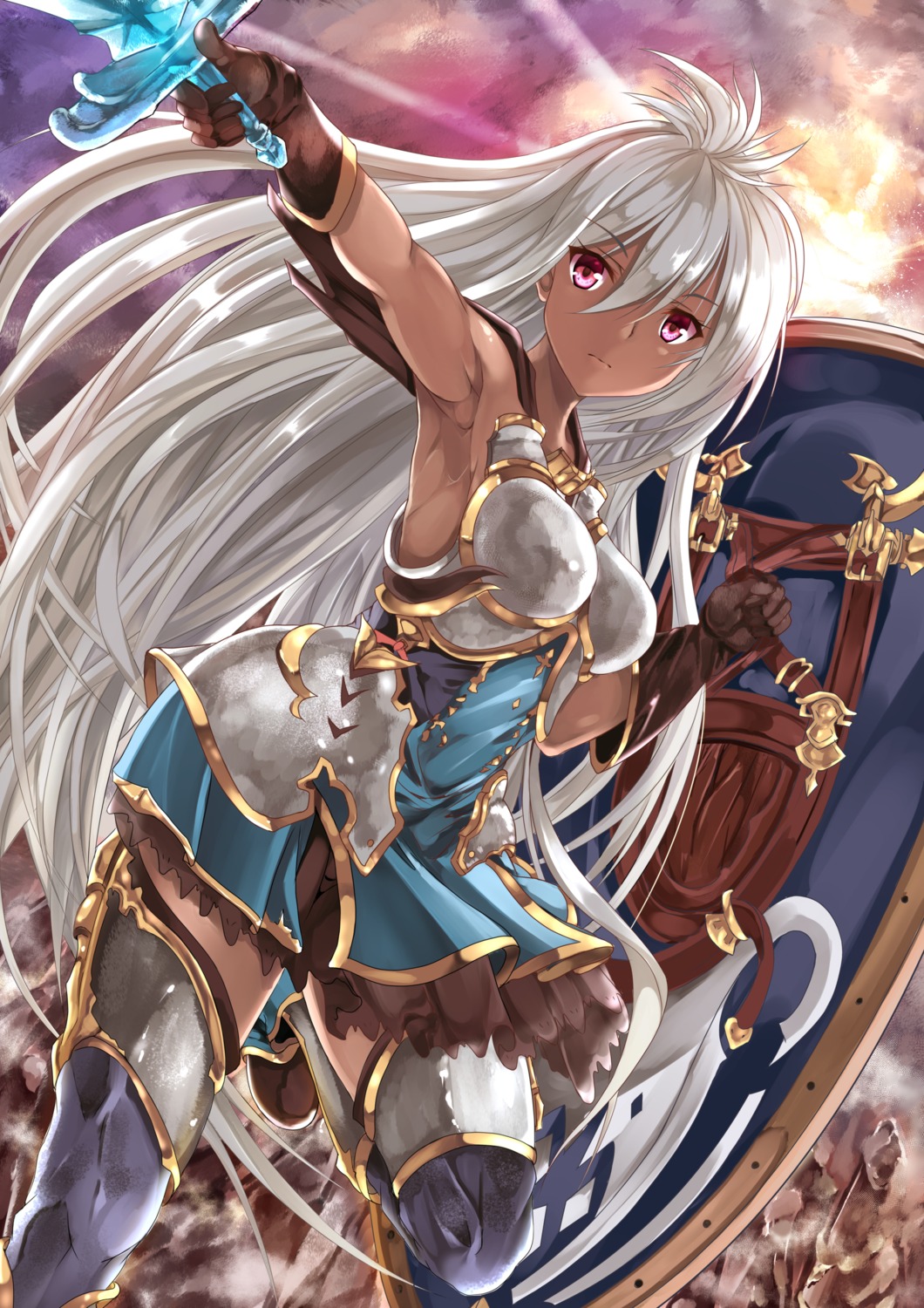 armor granblue_fantasy sword thighhighs uchida_shou zooey_(granblue_fantasy)