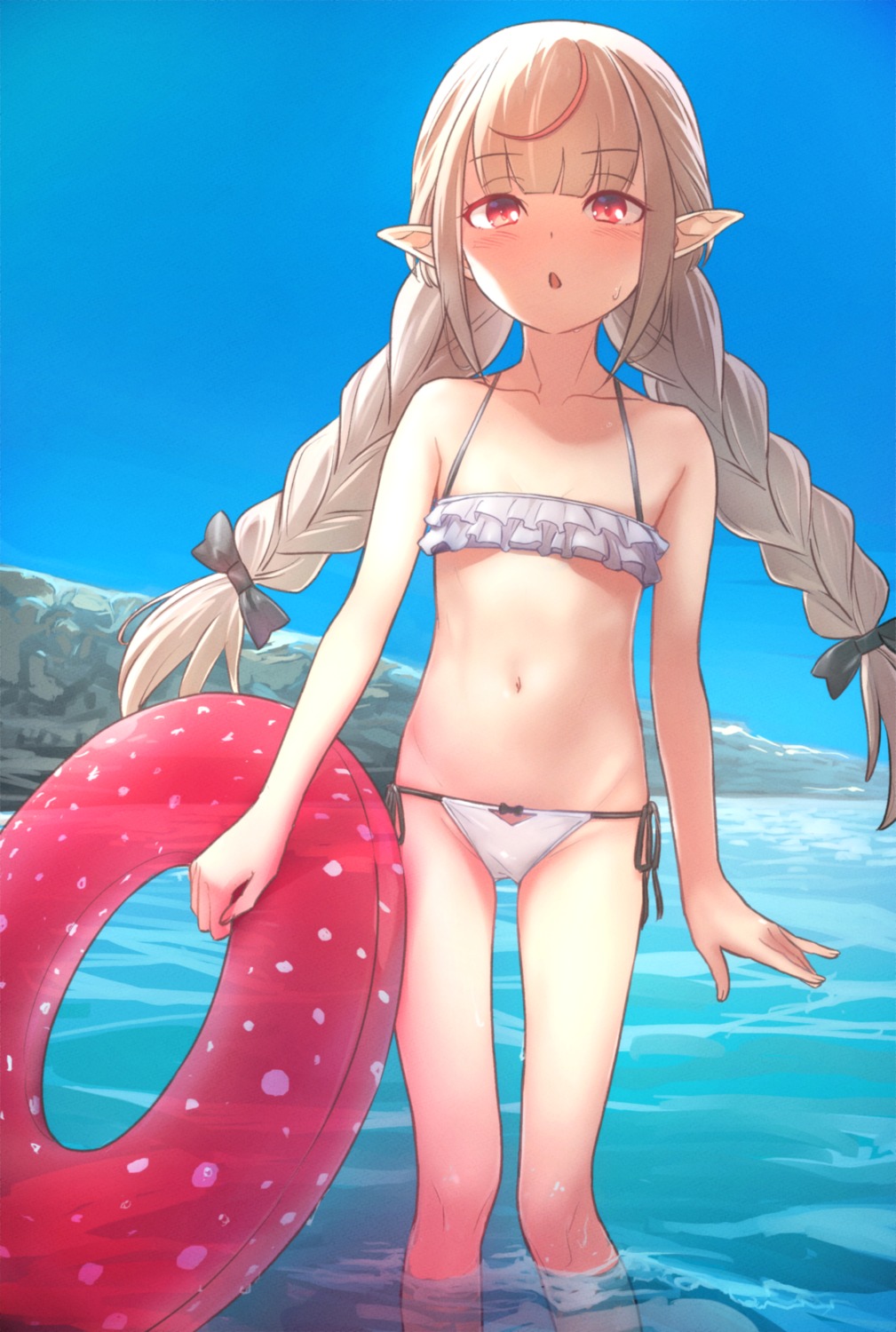 bikini loli makaino_ririmu nijisanji nijisanji_gamers pointy_ears sabamen swimsuits wet