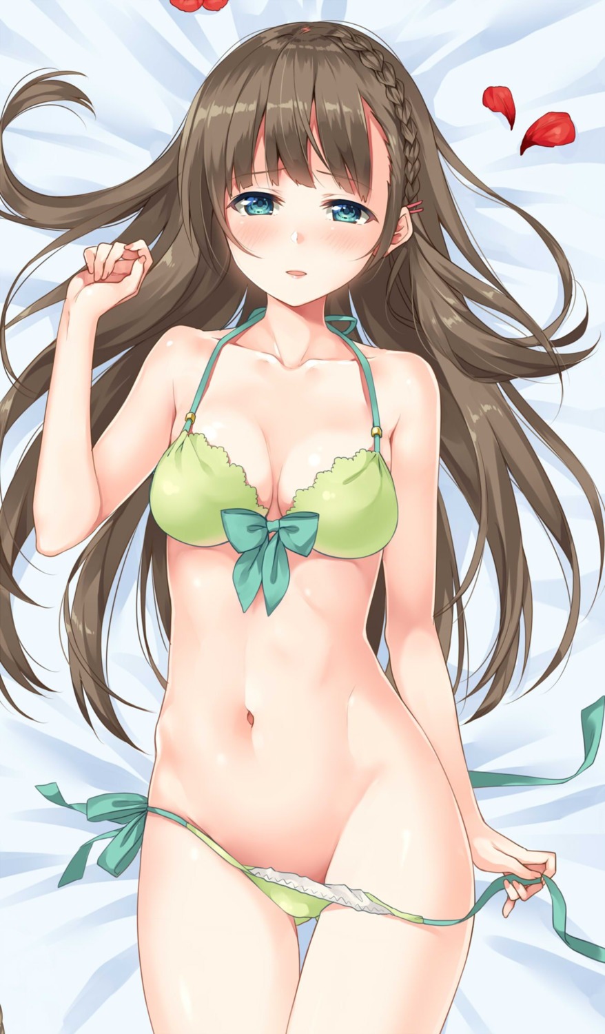 bikini cleavage panty_pull swimsuits unasaka undressing