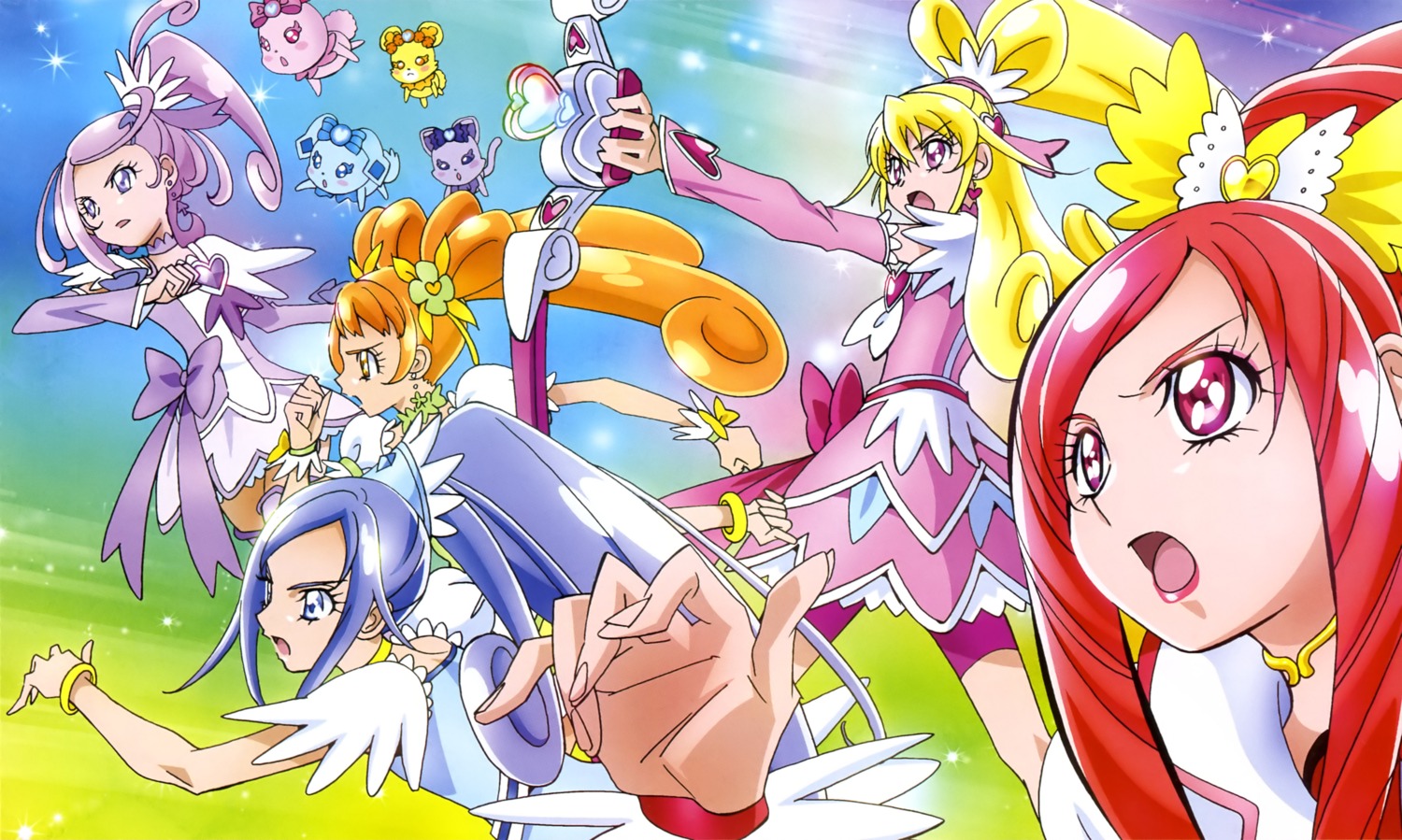 aida_mana daby_(precure) dokidoki!_precure hishikawa_rikka kenzaki_makoto madoka_aguri pretty_cure rakeru_(precure) rance_(precure) sharuru_(precure) ueno_ken yotsuba_alice